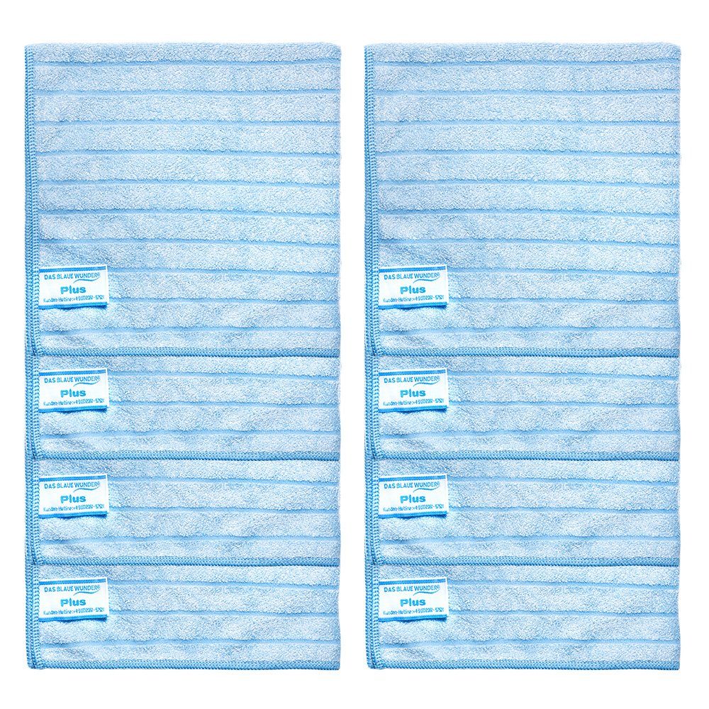 Das Blaue Wunder® PLUS Mikrofasertücher Reinigungstuch (Set: 8 x 40x40cm, Sehr saugstark, zum Reinigen und Trocknen)
