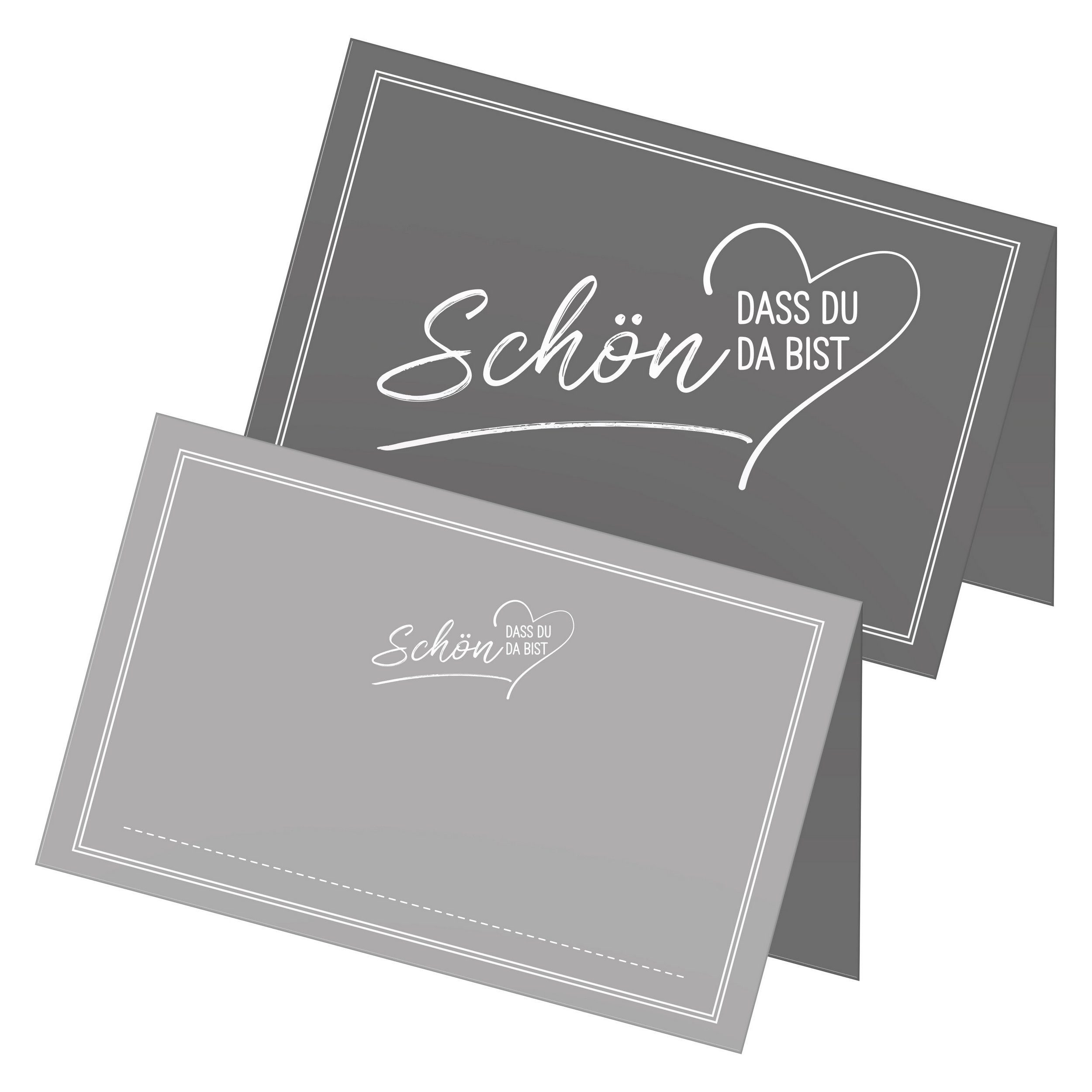 itenga Grußkarten ITENGA 48x Tischkarten Schön dass du da bist V2 grau