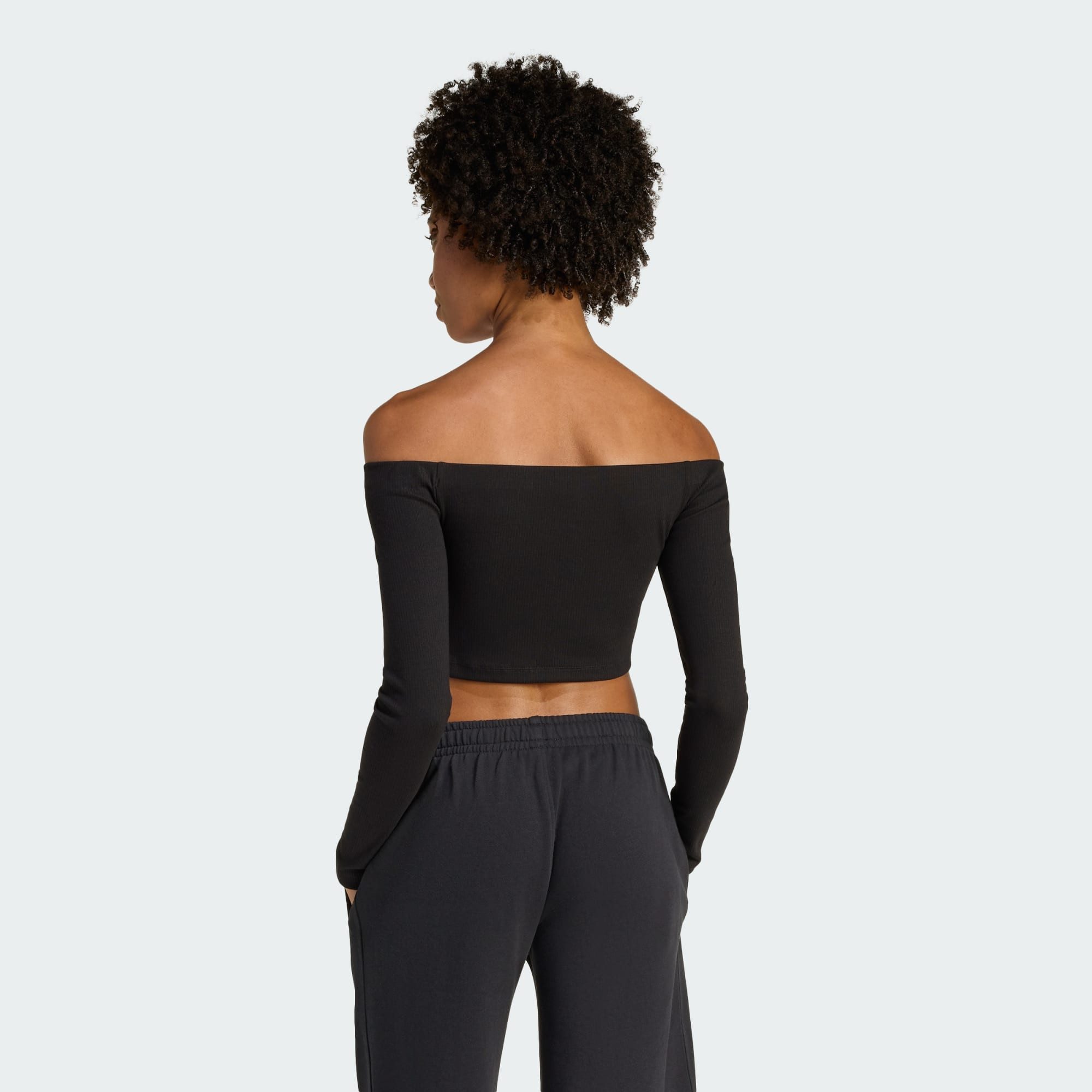 adidas Originals Langarmshirt ESSENTIALS RIB OFF SHOULDER LONGSLEEVE (1-tlg)
