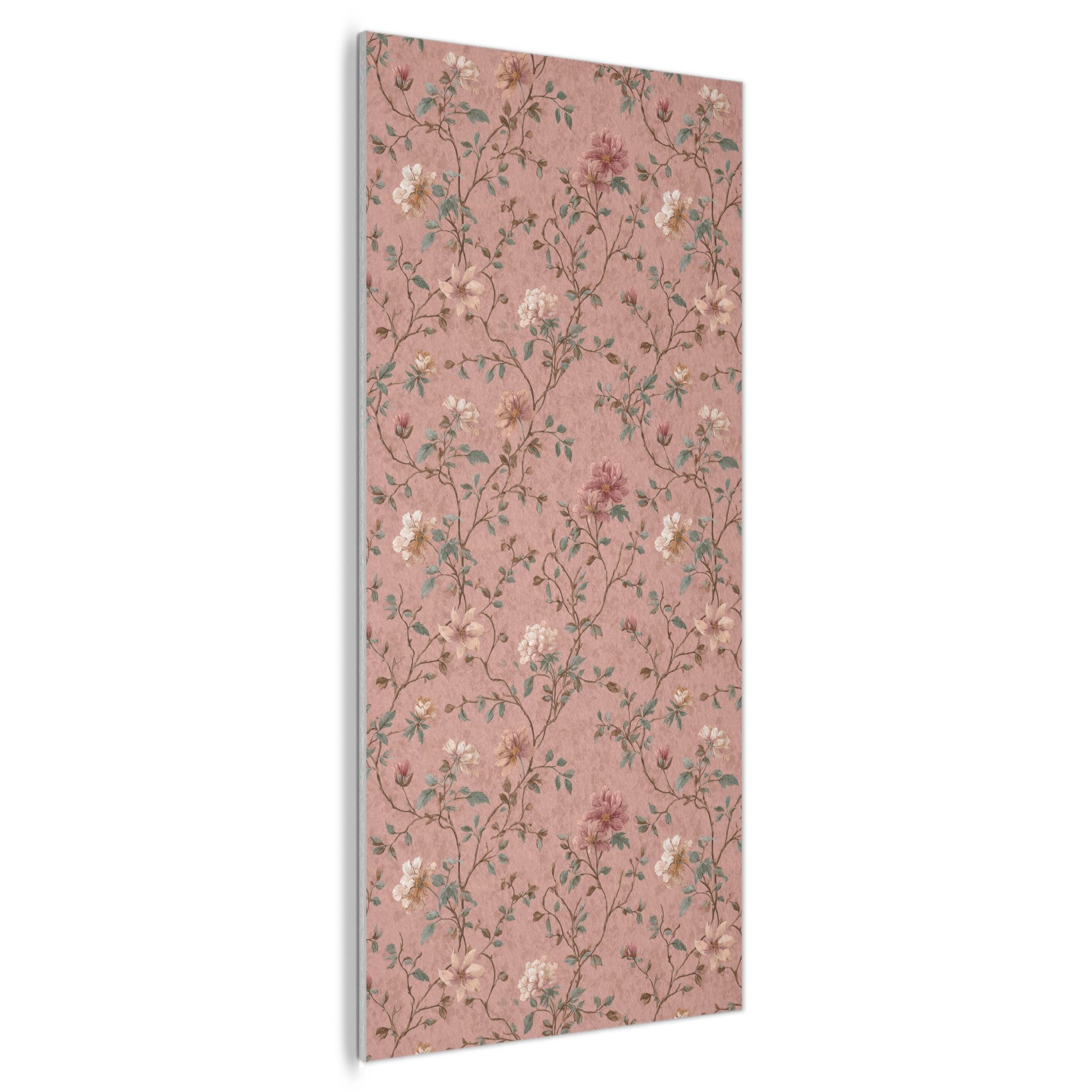 MuchoWow Gemälde Botanisch - Blumen - Rosa, Fotodruck (1 St), Akustikpaneele Rund, Akustikbild, Schalldämmung, Deko 60x120 cm