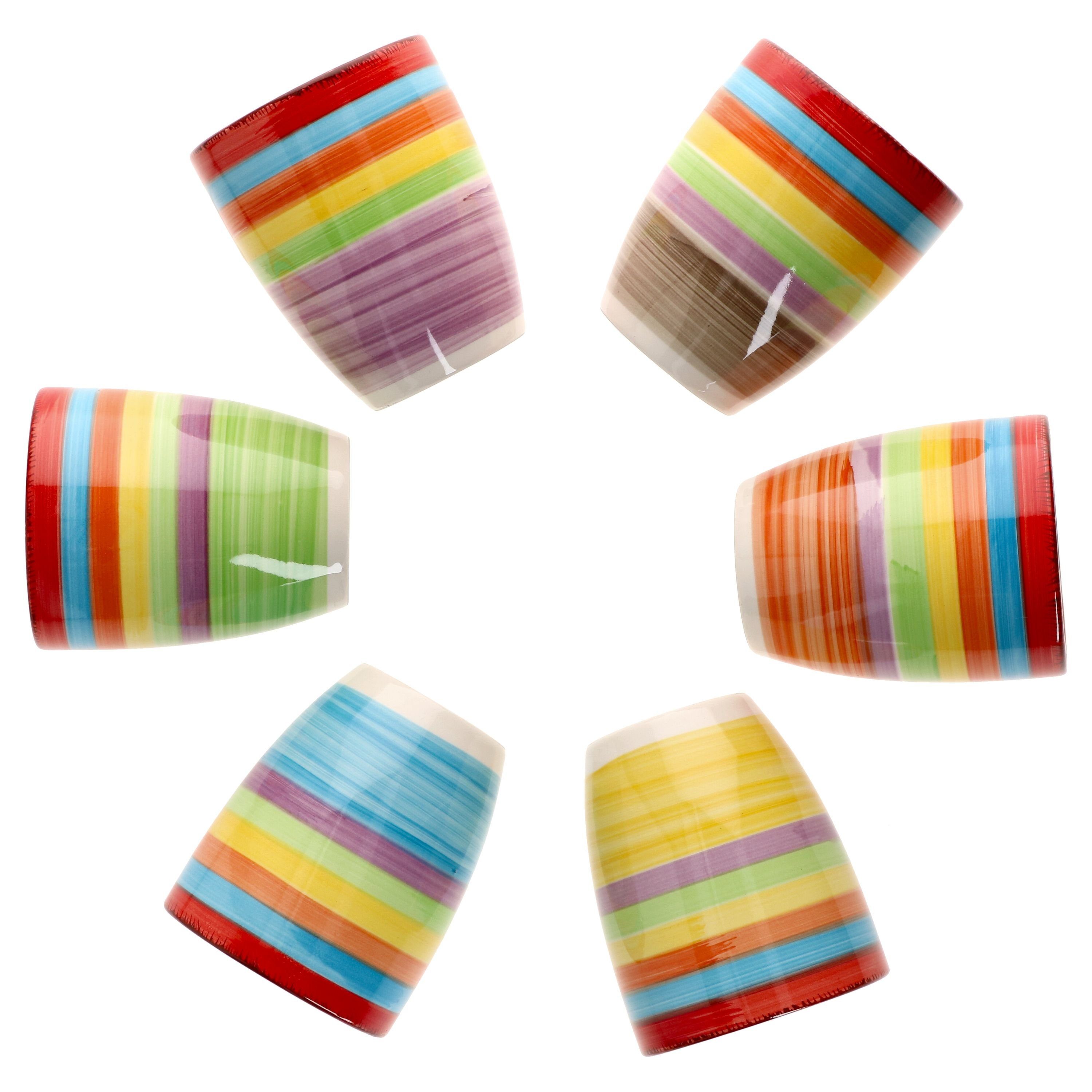 6er Rainbow Becher Steingut Set Summer Henkel Ibiza 24326548, MamboCat Kaffeebecher ohne -