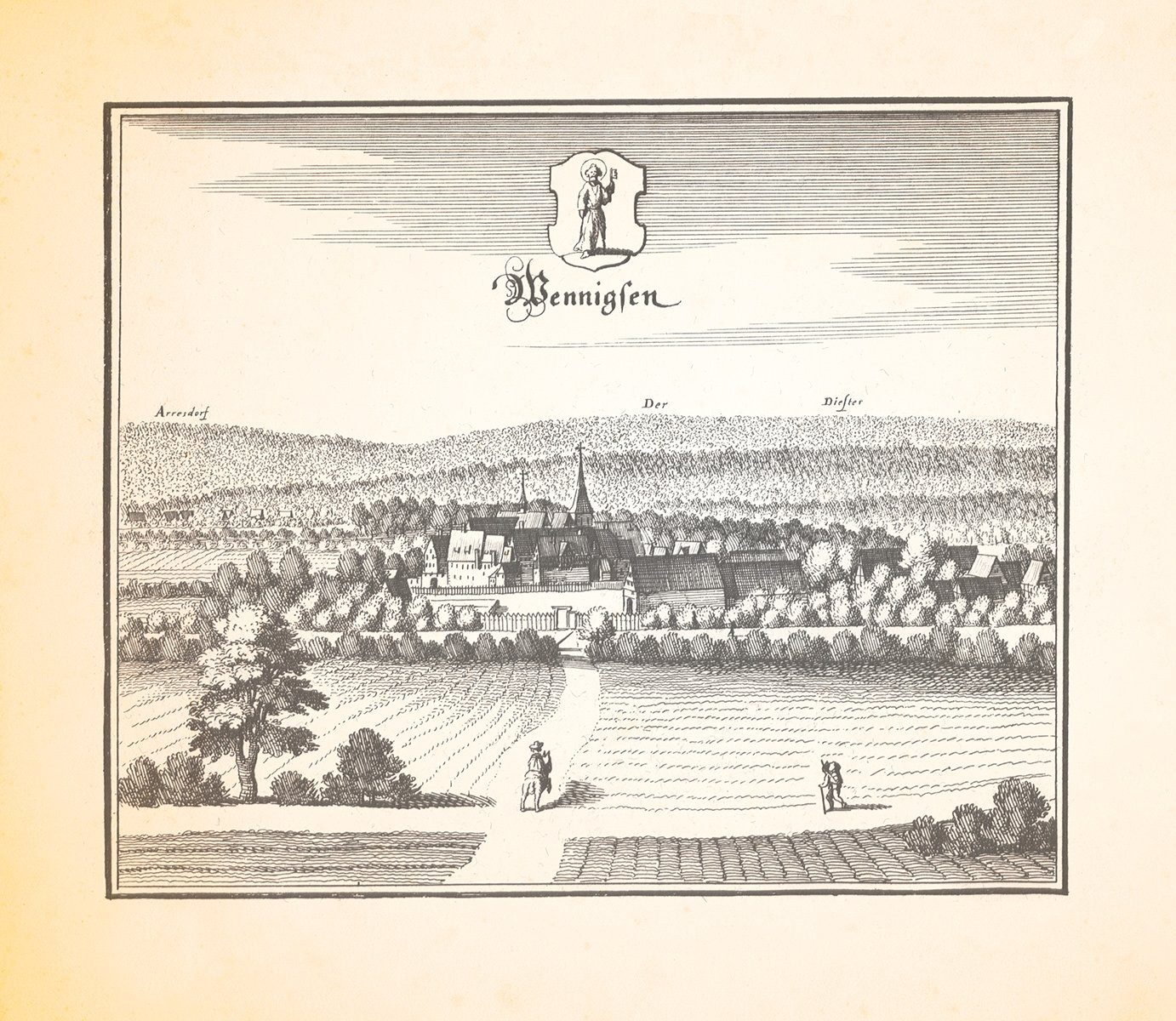 Kunstdruck Wennigsen Deister Kloster Amtshaus Weserbergland Kupferstich Merian 05