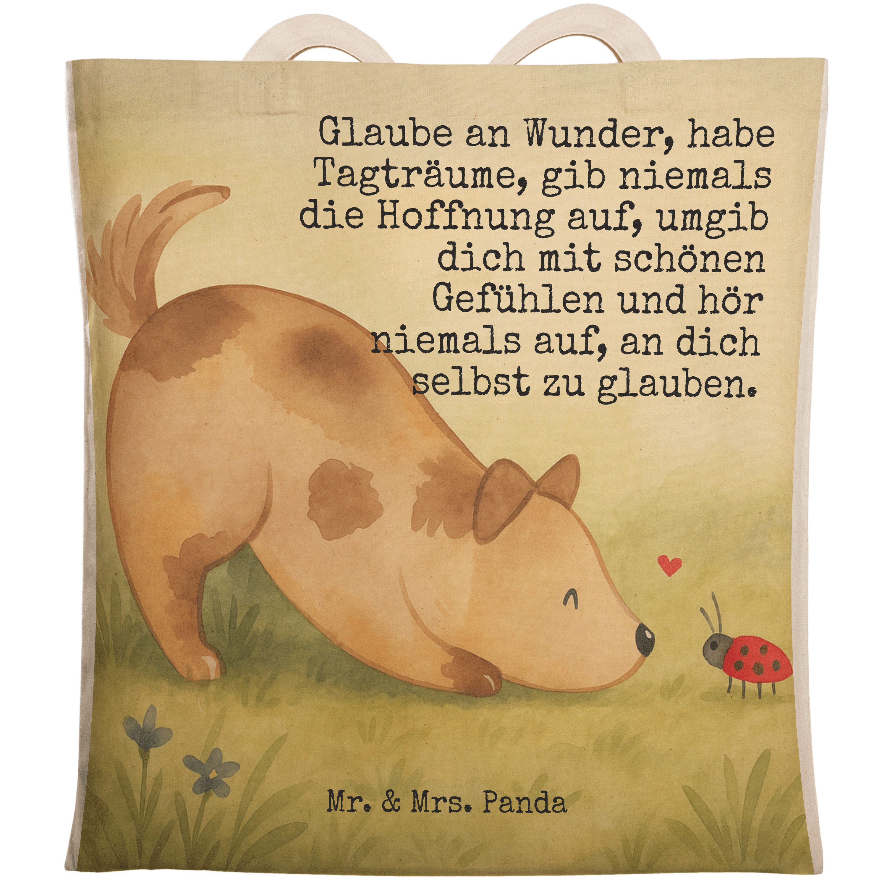 Tragetasche Hund Marienkäfer Design, Einkaufstasche, Weiß, Beutel, Tasche, Tote B