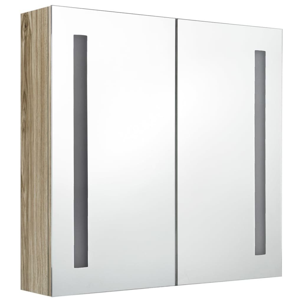 Badezimmerspiegelschrank 62x14x60 vidaXL LED-Bad-Spiegelschrank Eichenoptik cm (1-St)