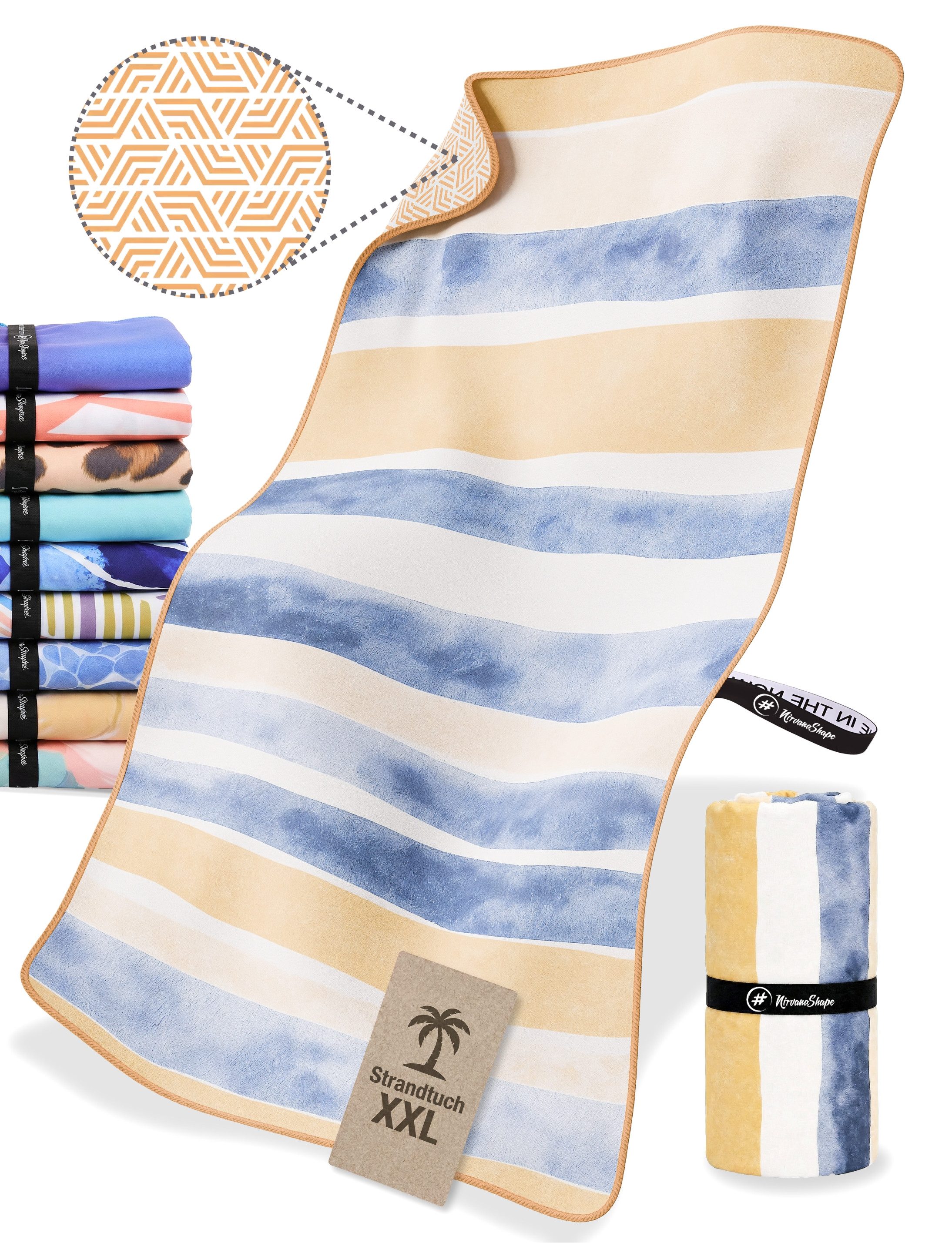 NirvanaShape Strandtuch Reise Handtuch Strandtuch XXL - Strandhandtuch, Mikrofaser Badetuch