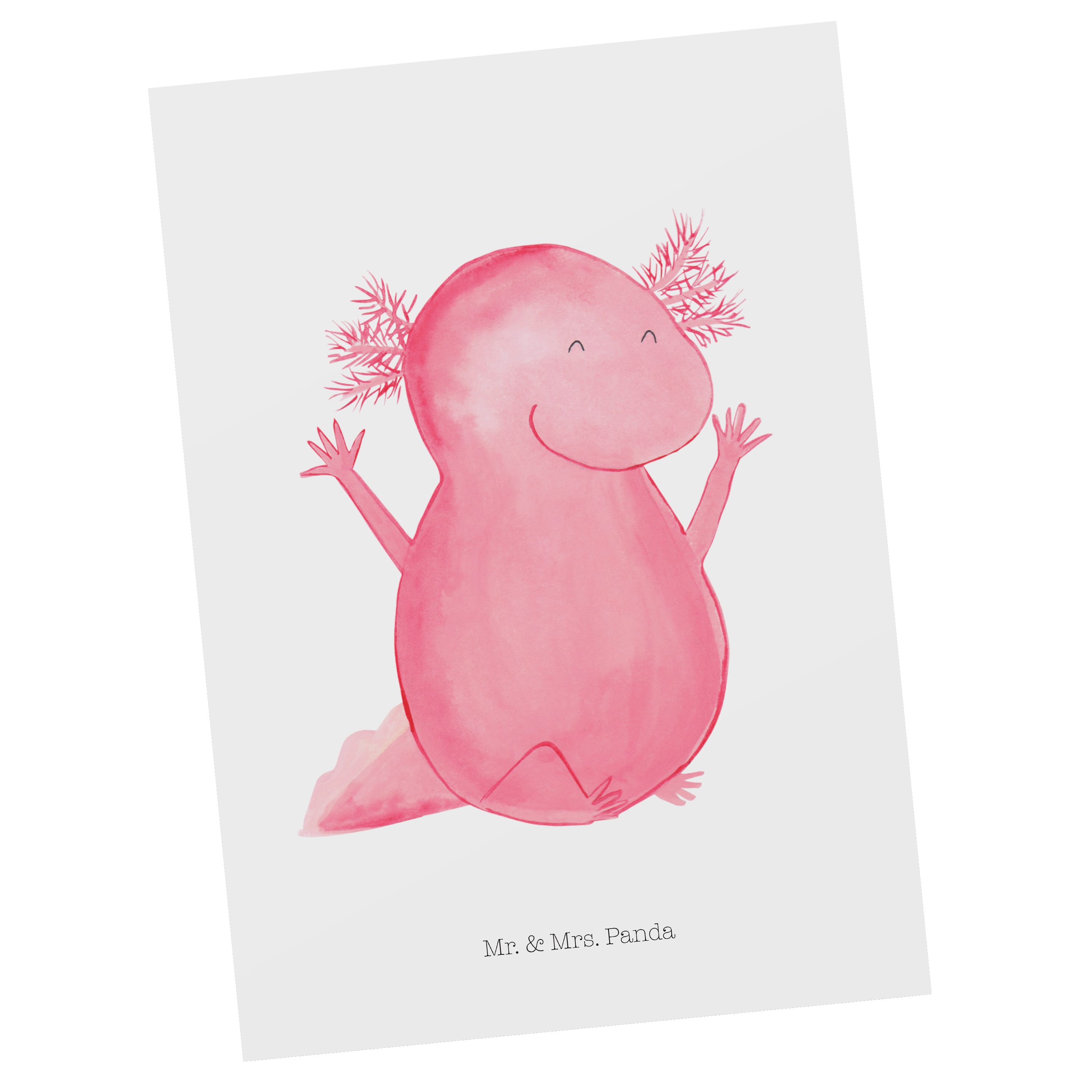 Mr. & Mrs. Panda Postkarte Axolotl Hurra - Weiß - Geschenk, Karte, Geschenkkarte, Grußkarte, Zuf