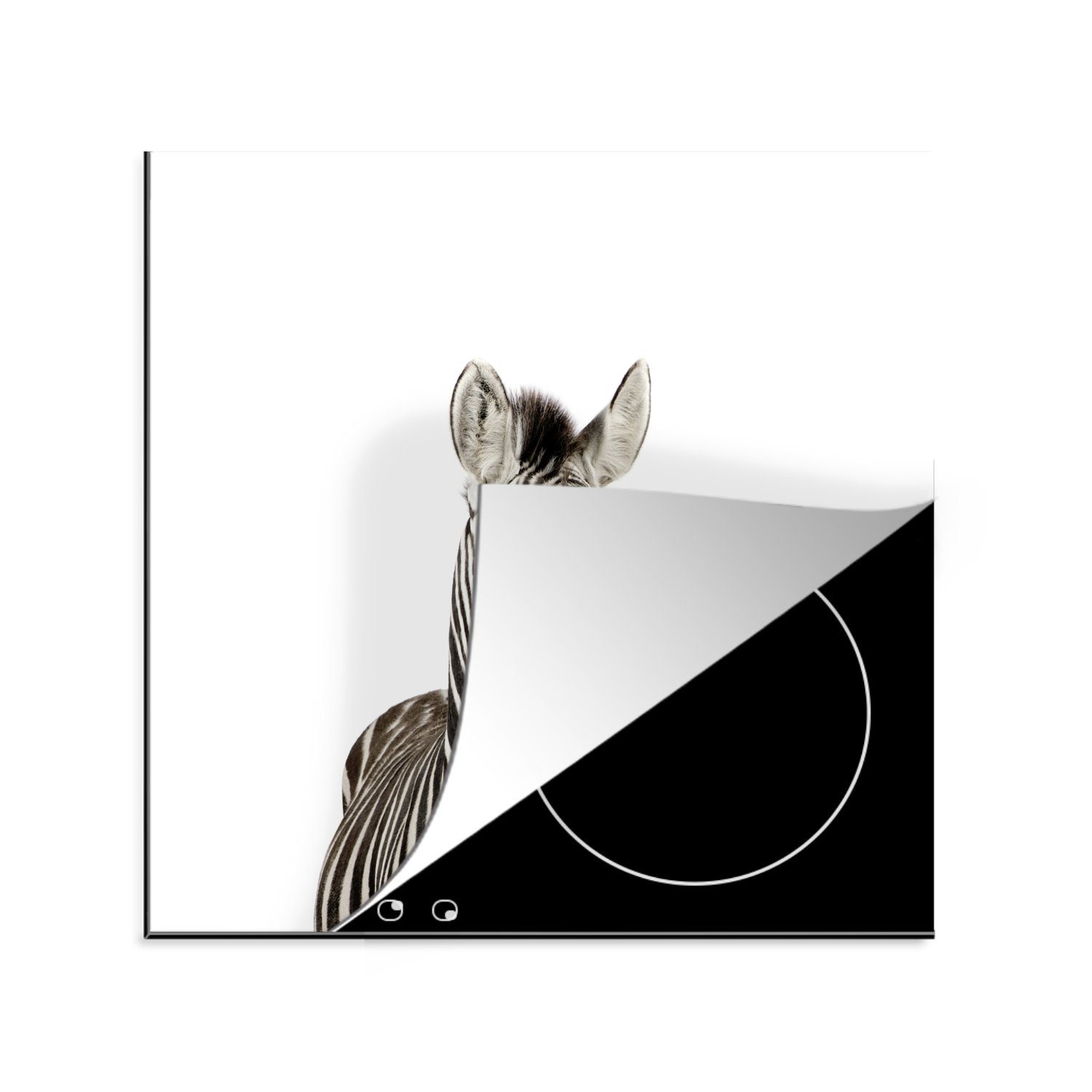 MuchoWow Herdblende-/Abdeckplatte Zebra - Tiere - Mädchen - Rosa - Kaugummi - Kinder, Vinyl, (1 tlg), 78x78 cm, Ceranfeldabdeckung, Arbeitsplatte für küche