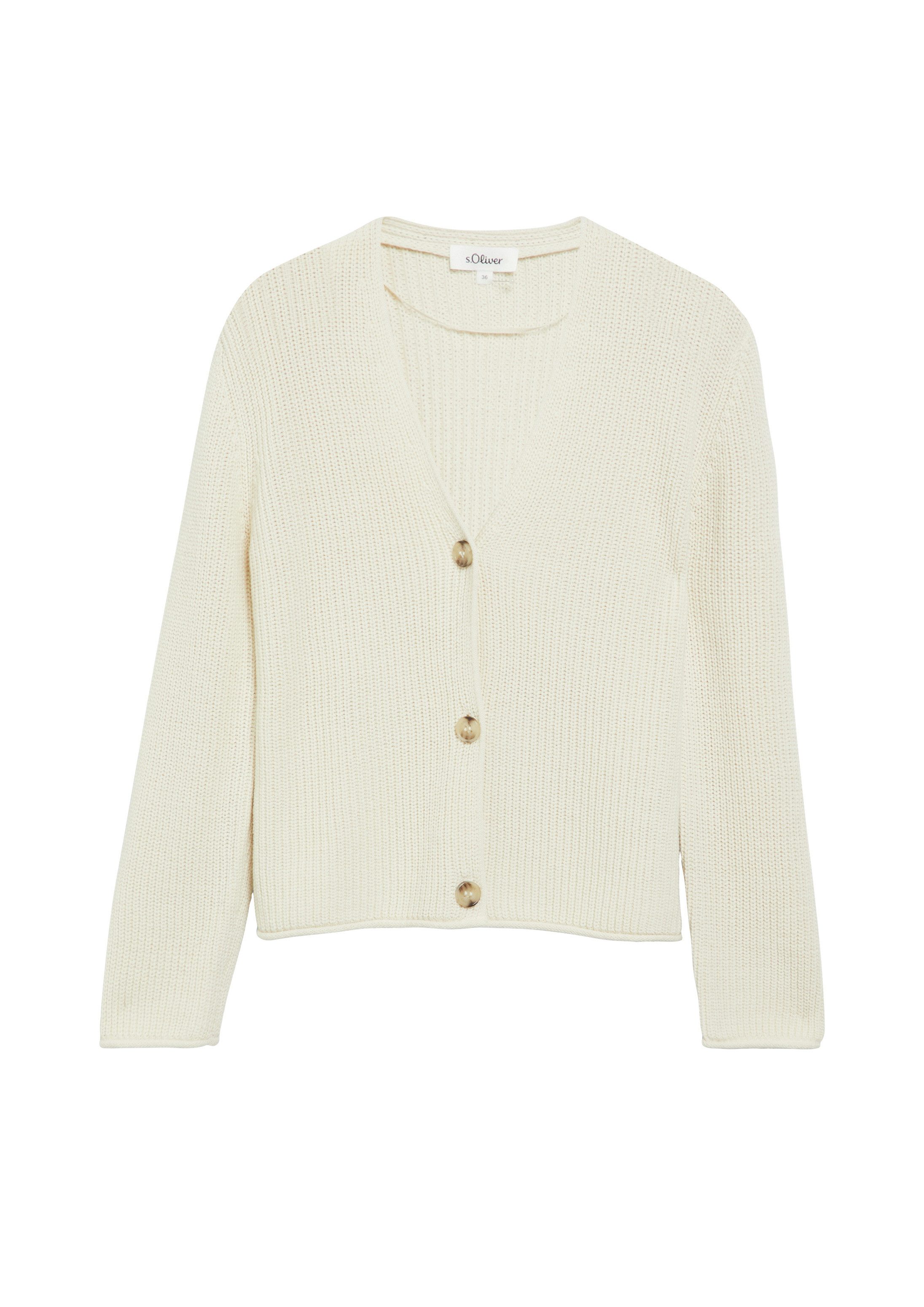 s.Oliver Cardigan Strickjacke Strickjacke mit V-Ausschnitt aus Baumwollmix