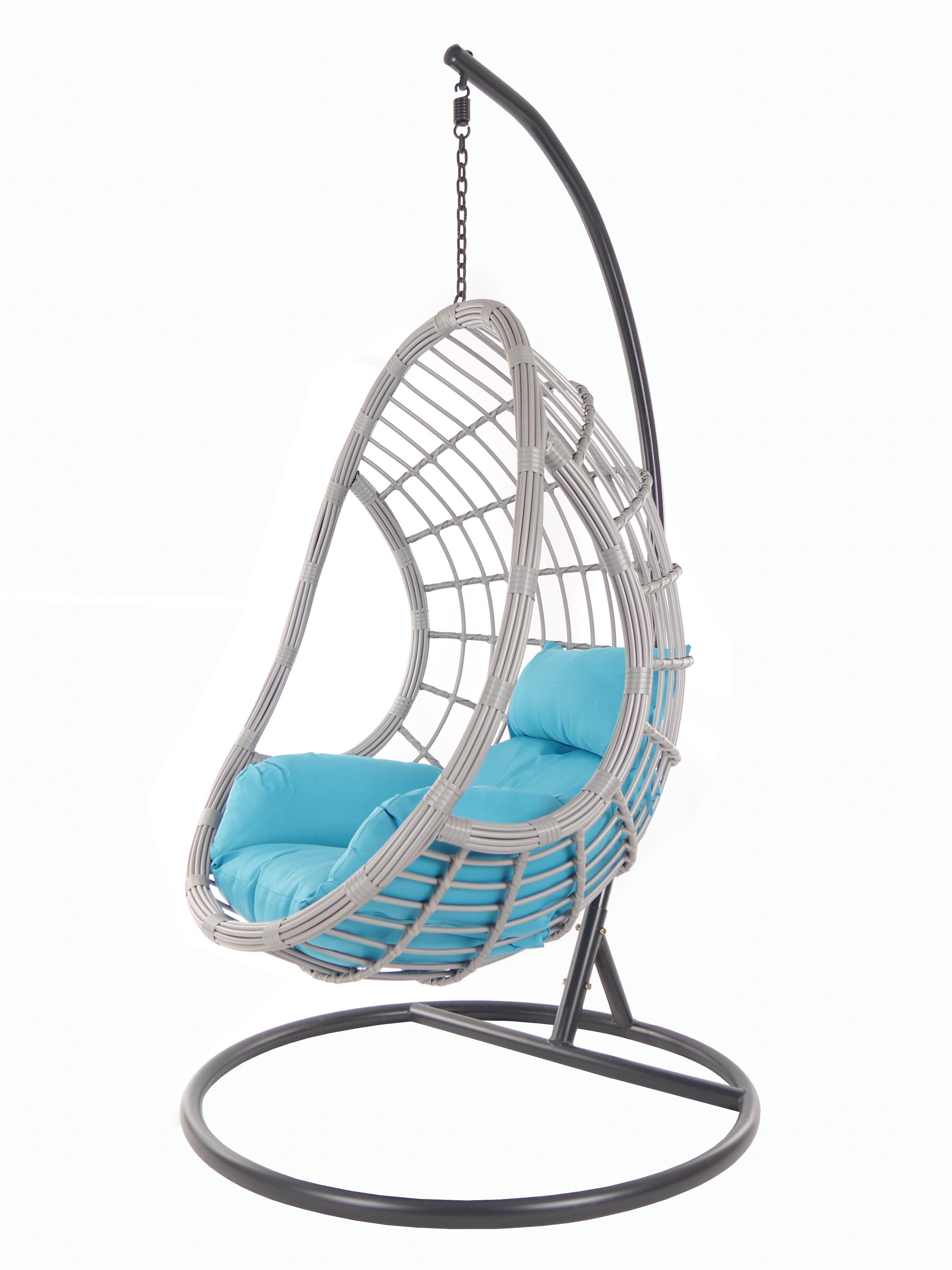 KIDEO Hängesessel PALMANOVA lightgrey, Schwebesessel mit Gestell und Kissen, Swing Chair, Loungemöbel hellblau (5050 skyblue)