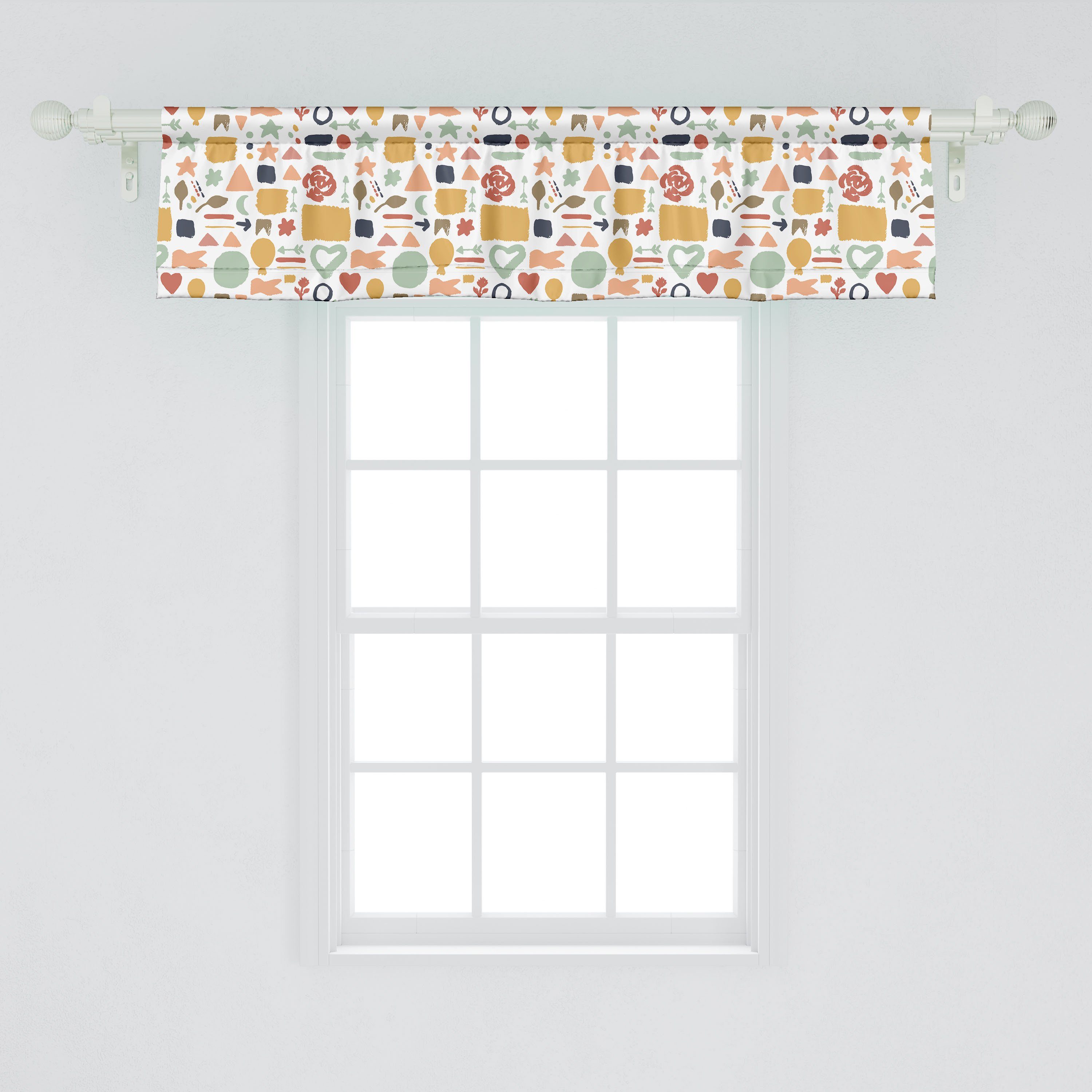 Scheibengardine Vorhang mit Abakuhaus, Formen Küche für Abstrakt Schlafzimmer mit Pinselstrichen Microfaser, Stangentasche, Volant Dekor