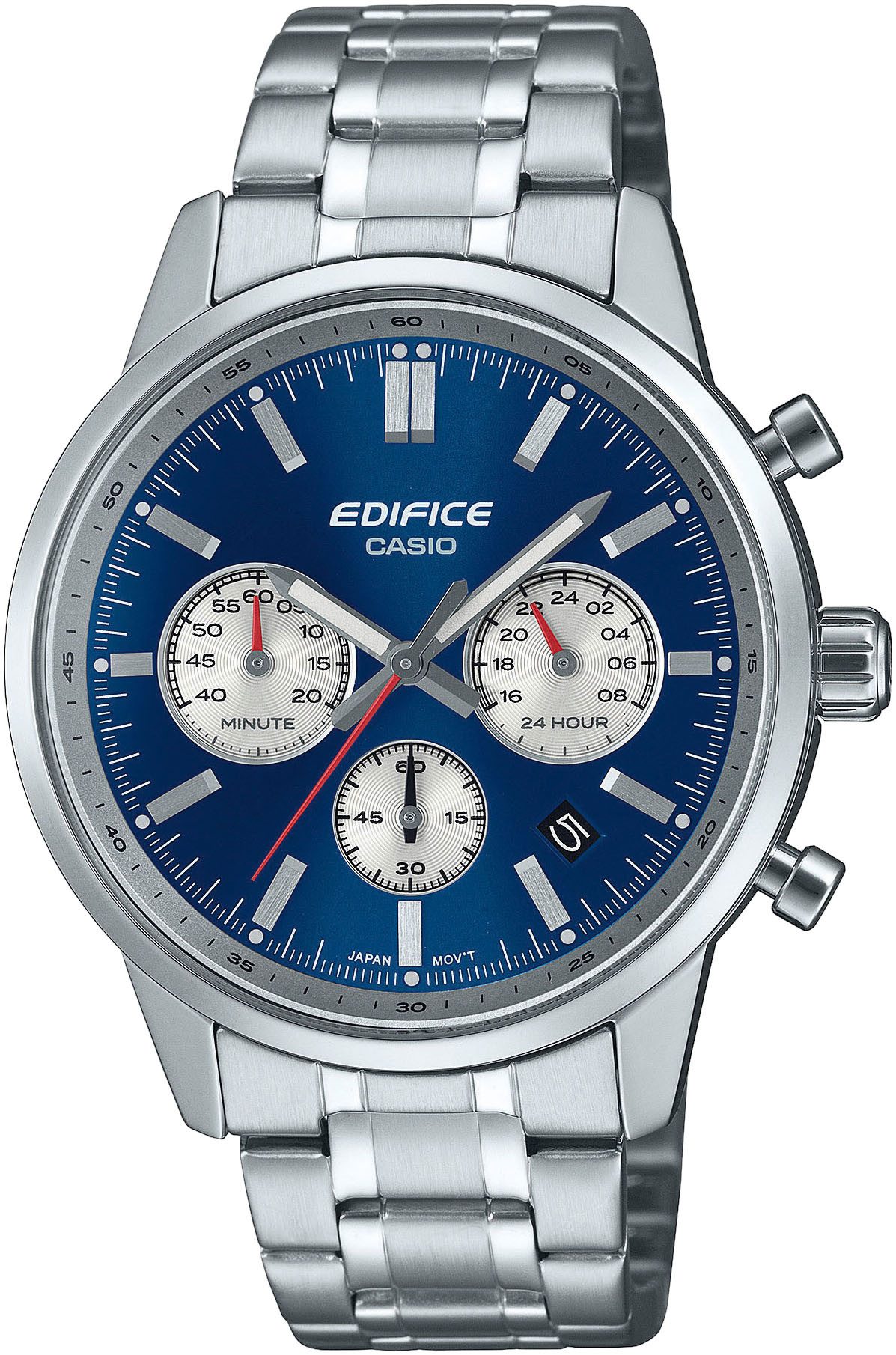 CASIO EDIFICE Chronograph EFR-575L-7AEF, Quarzuhr, Armbanduhr, Herrenuhr, Lederarmband, analog, Tag