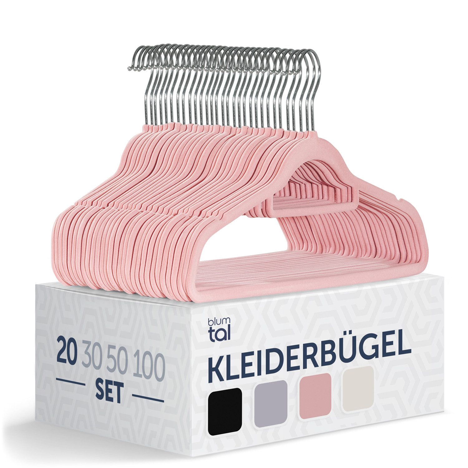 Blumtal Kleiderbügel Rutschfest - Samtoptik - Platzsparend, (20-tlg), Premium inkl. Krawattenhalter, 360° drehbar, Anti-Rutsch Bügel