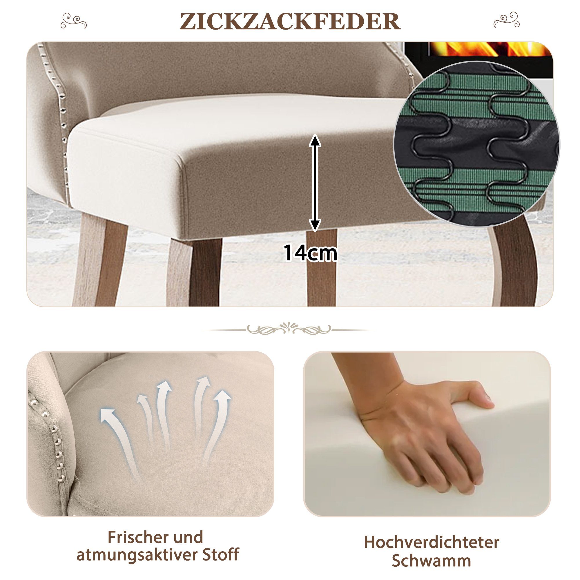 OKWISH Polsterstuhl Esszimmerstuhl Wohnzimmerstuhl Küchenstühle Samt günstig online kaufen