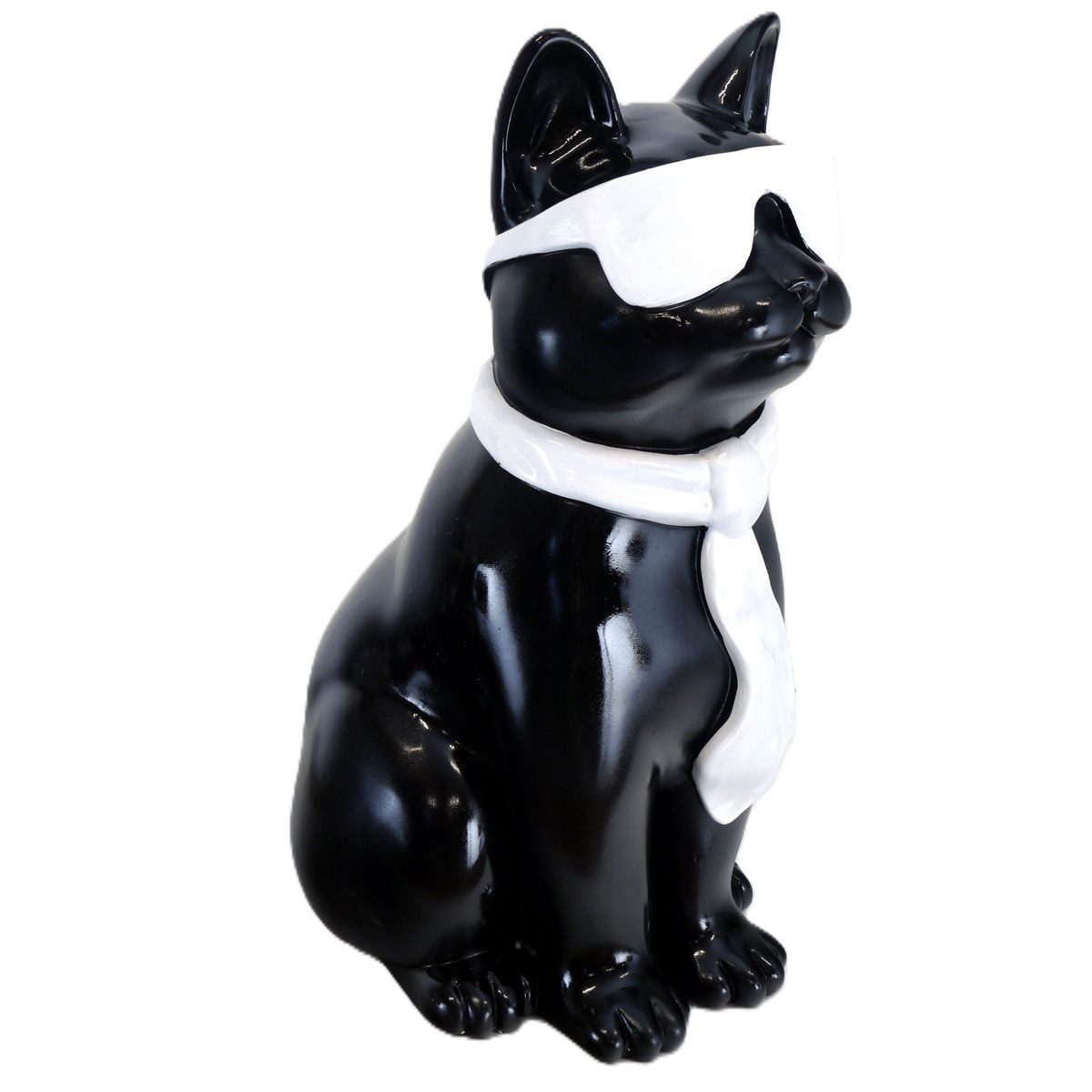 AFG Tierfigur Katze in schwarz mit weißem Schal und Sonnenbrille (1 St)