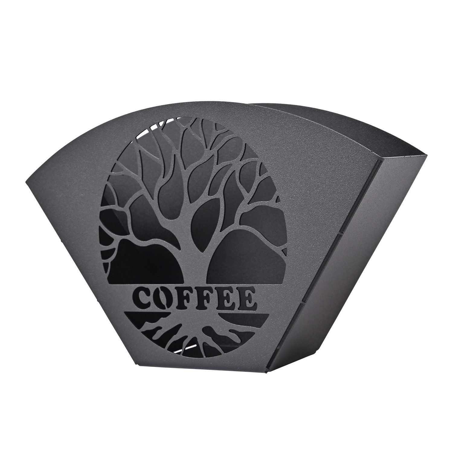 FOUORTUNATE-BEE Papierfilter Stehender Kaffeefilterhalter aus Metall, Filterpapier Box, Stilvoller Filterpapier Organizer mit Metallfächer