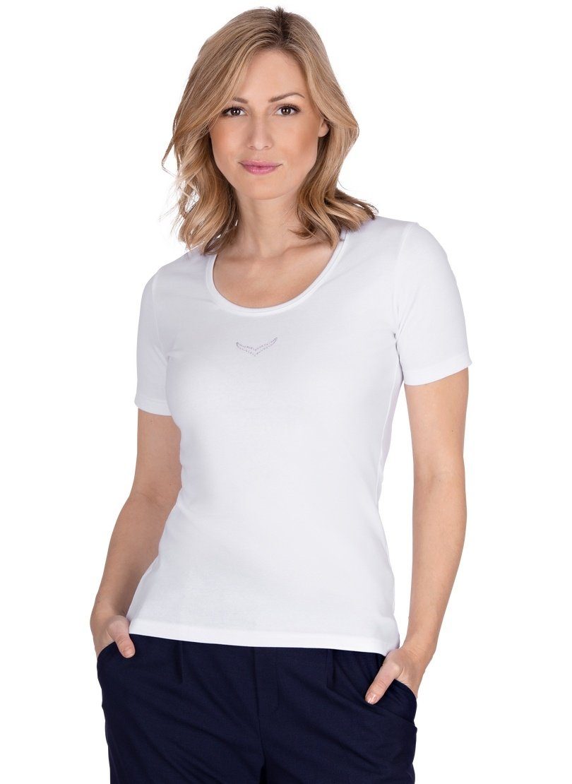 Trigema T-Shirt TRIGEMA T-Shirt mit Kristallsteinen (1-tlg)