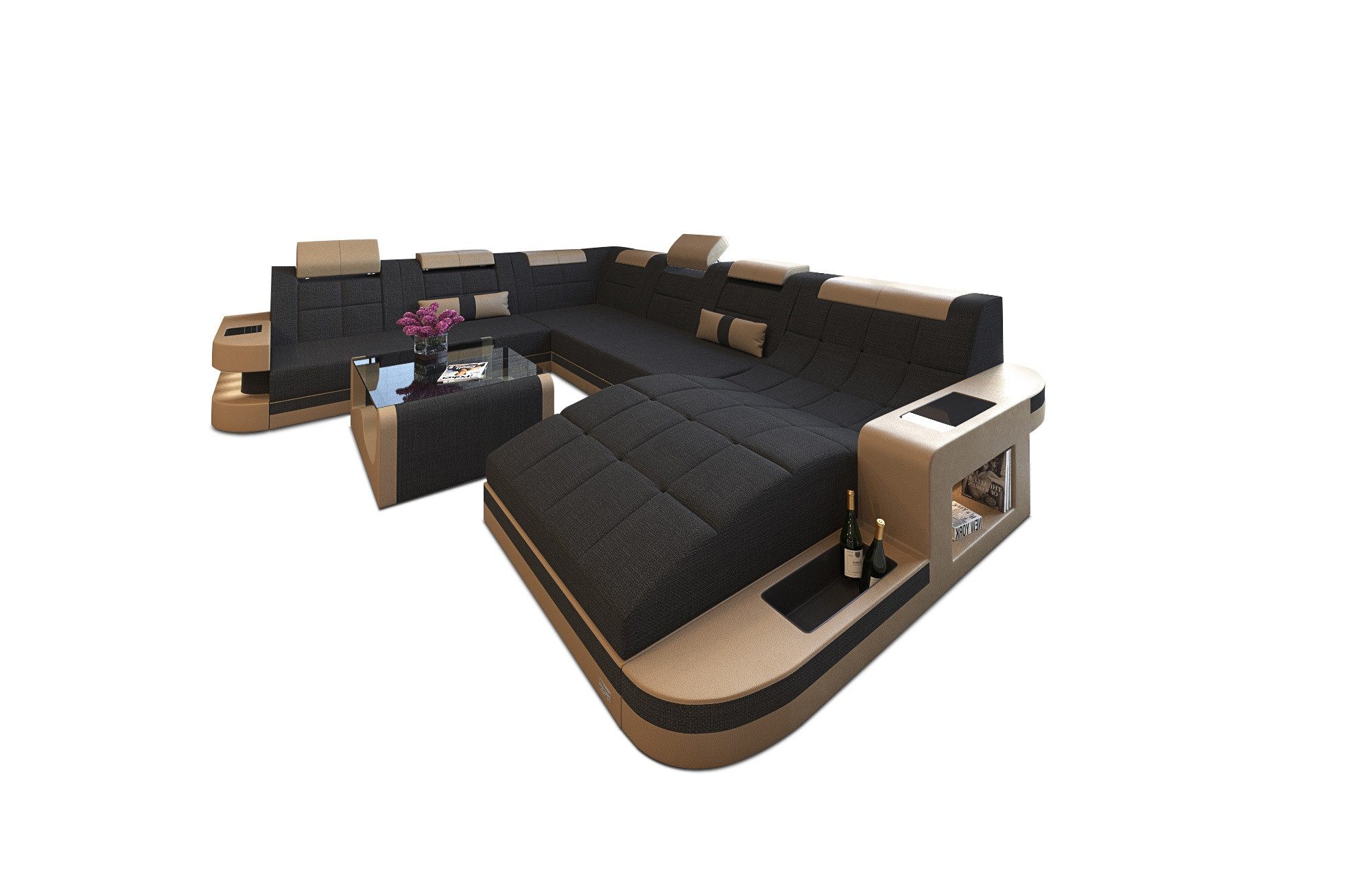 Sofa Dreams Wohnlandschaft Wave XXL Strukturstoff, Ottomane, 6-Sitzer, opt. günstig online kaufen