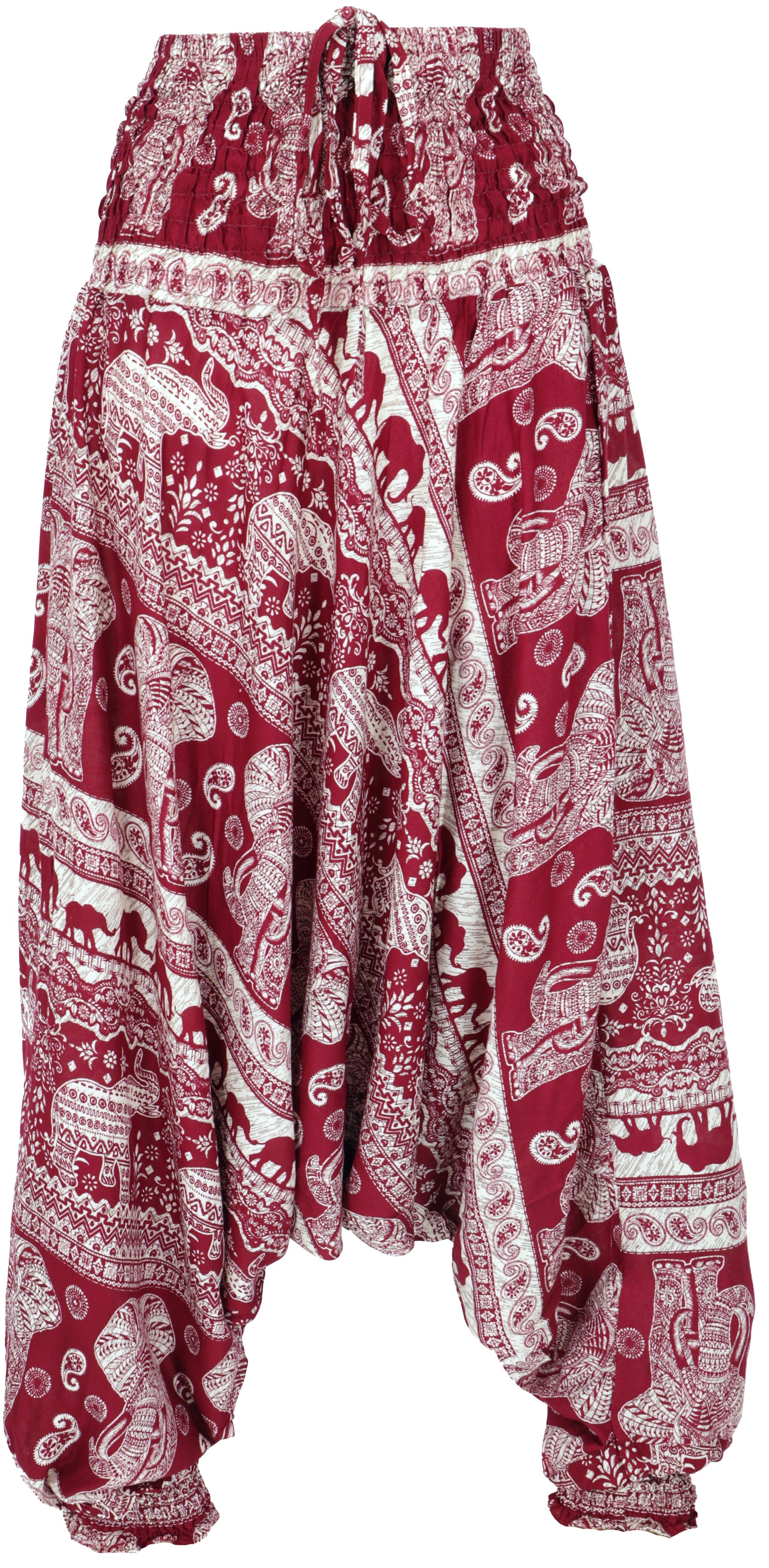 Relaxhose Pluderhose mit Elefanten-Print, Overall,..