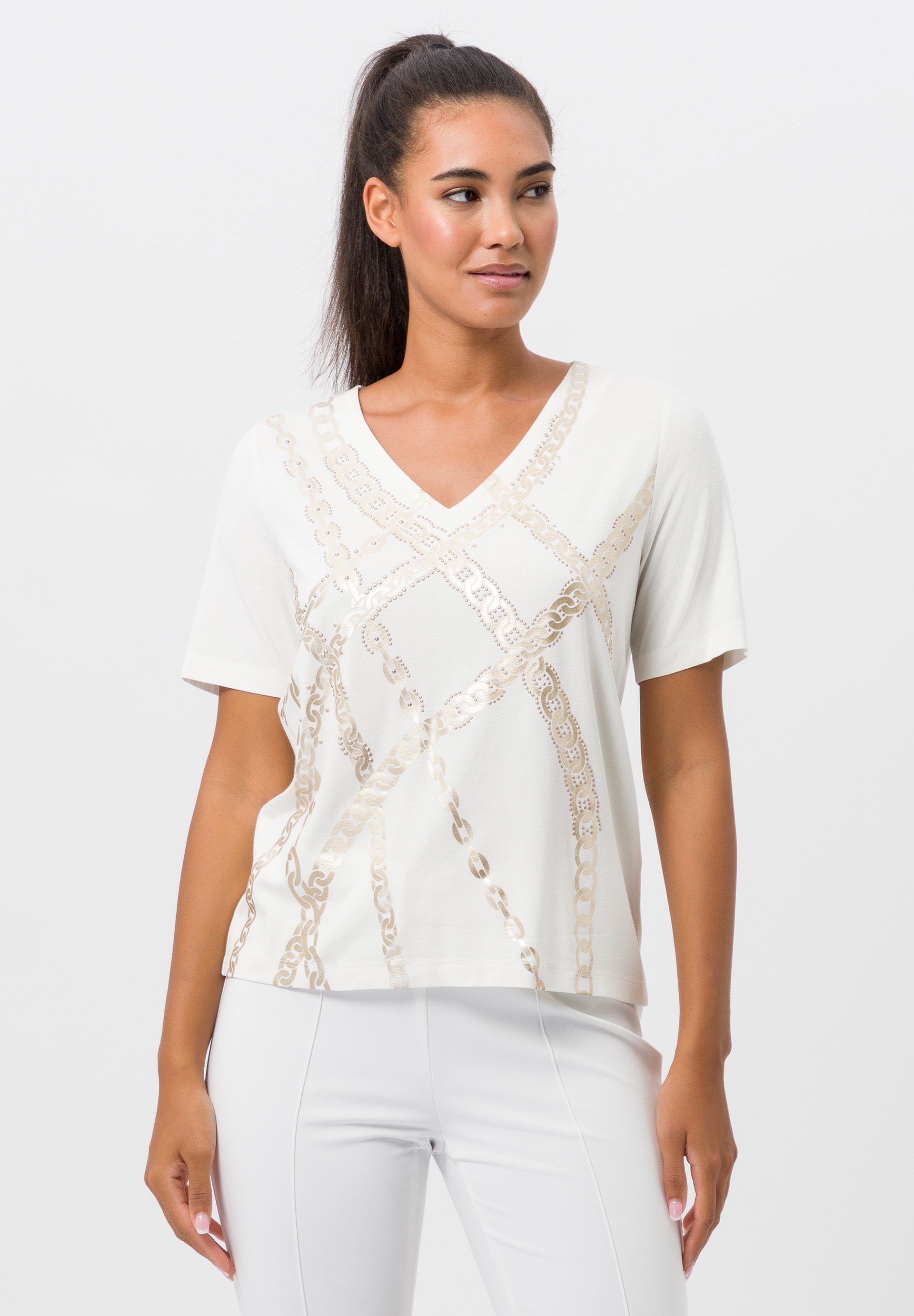 Kurzarmshirt mit Gliederketten-Motiven