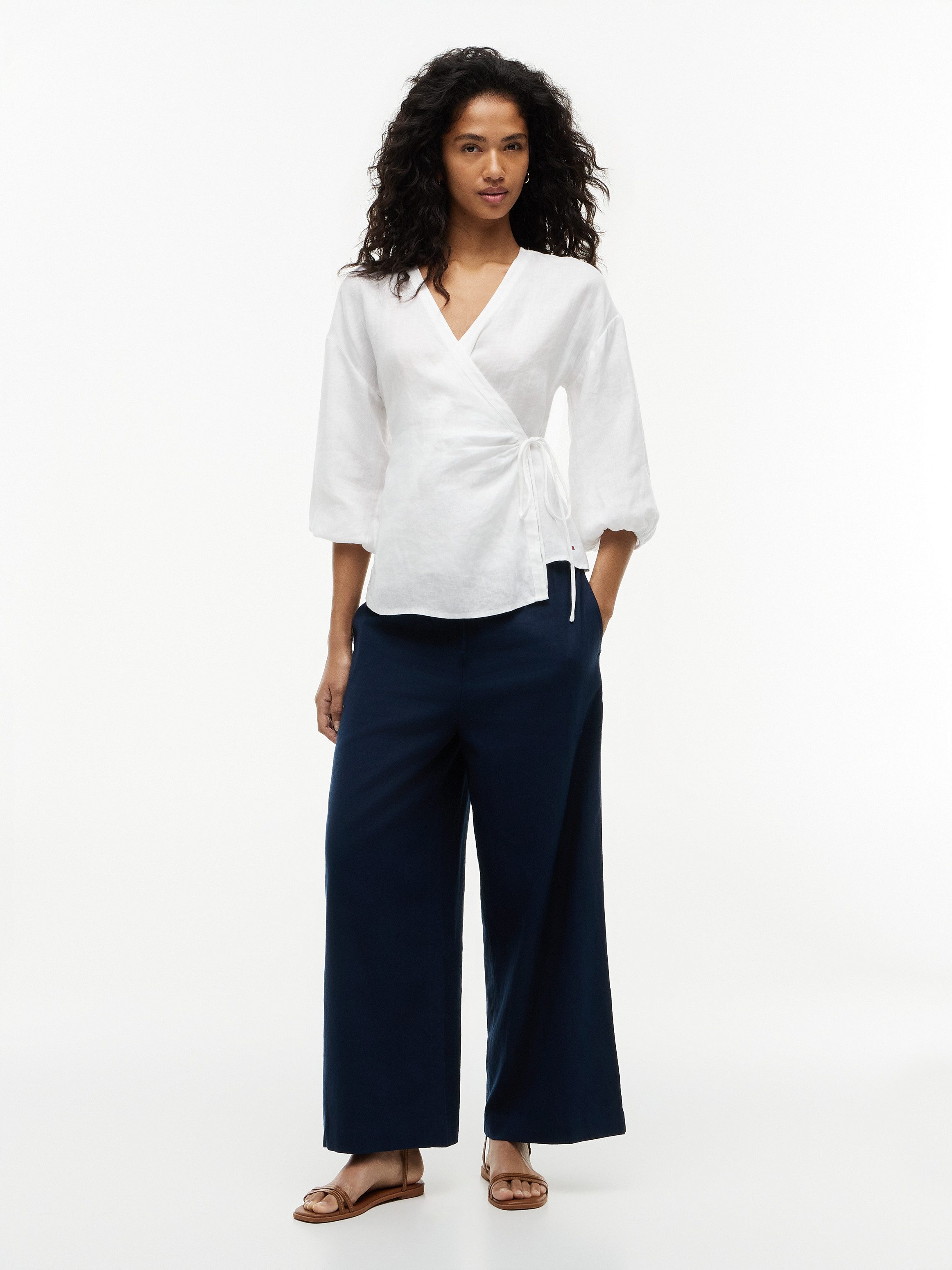 Tommy Hilfiger Wickelbluse SUMMER LINEN WRAP TIE BLOUSE Leinen – Bild 4 von 5