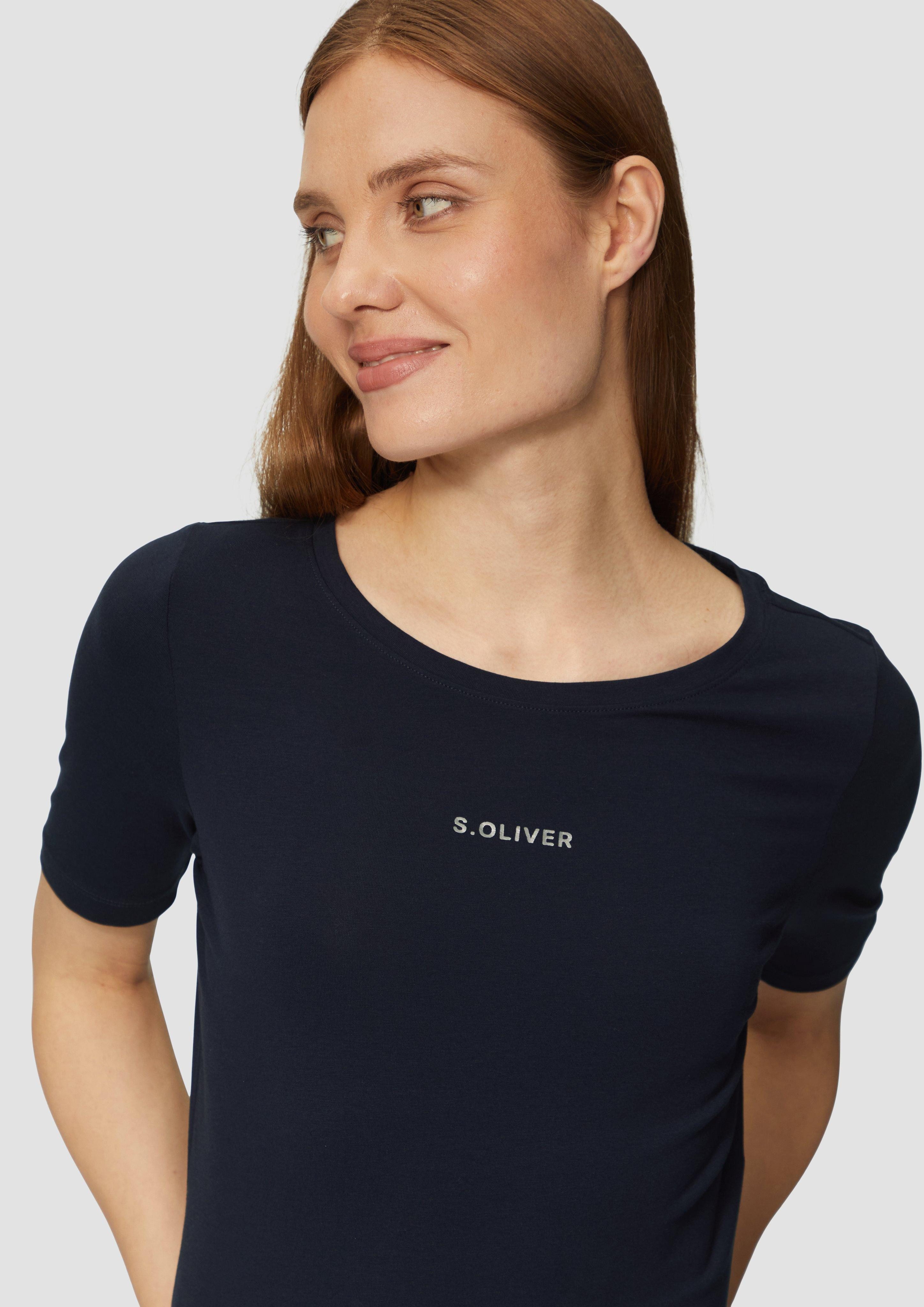 s.Oliver Kurzarmshirt Elastisches T-Shirt mit Logo-Print günstig online kaufen