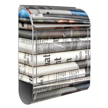 banjado Wandbriefkasten Stahl Zeitungen (Wandbriefkasten witterungsbeständig, pulverbeschichtet, mit Zeitungsfach), 39 x 47 x 14cm