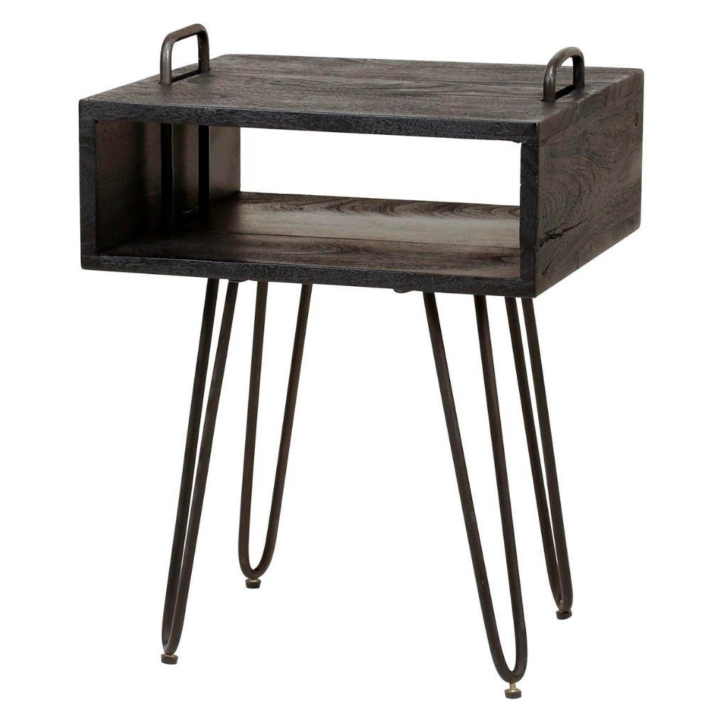 Schwarz-matt, RINGO-Living Mayli Schwarz Möbel und Massivholz Nachttisch in Beistelltisch
