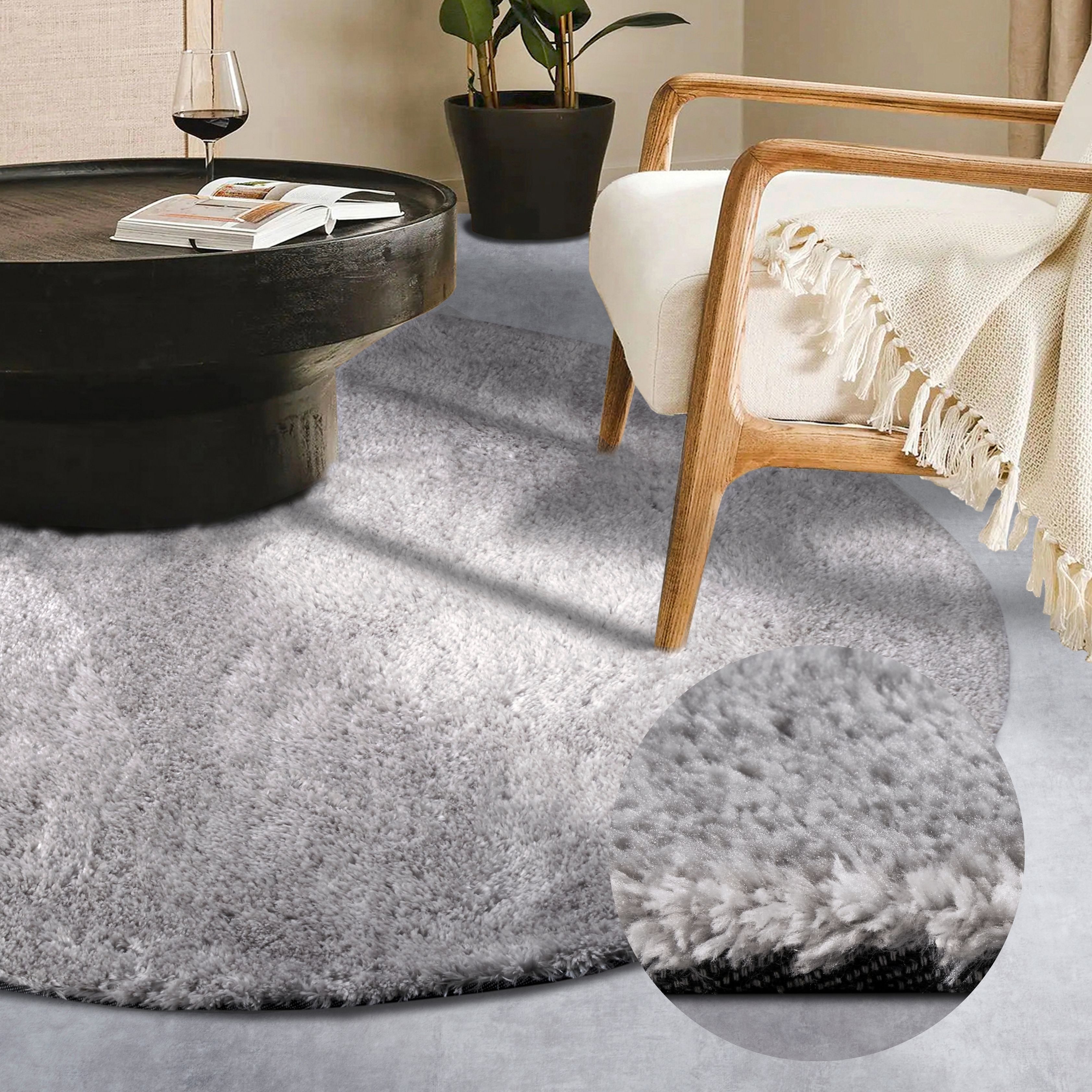 HANSE Home Hochflor-Teppich "Olaf" rund 38 mm Höhe Langflor, Shaggy, einfar günstig online kaufen