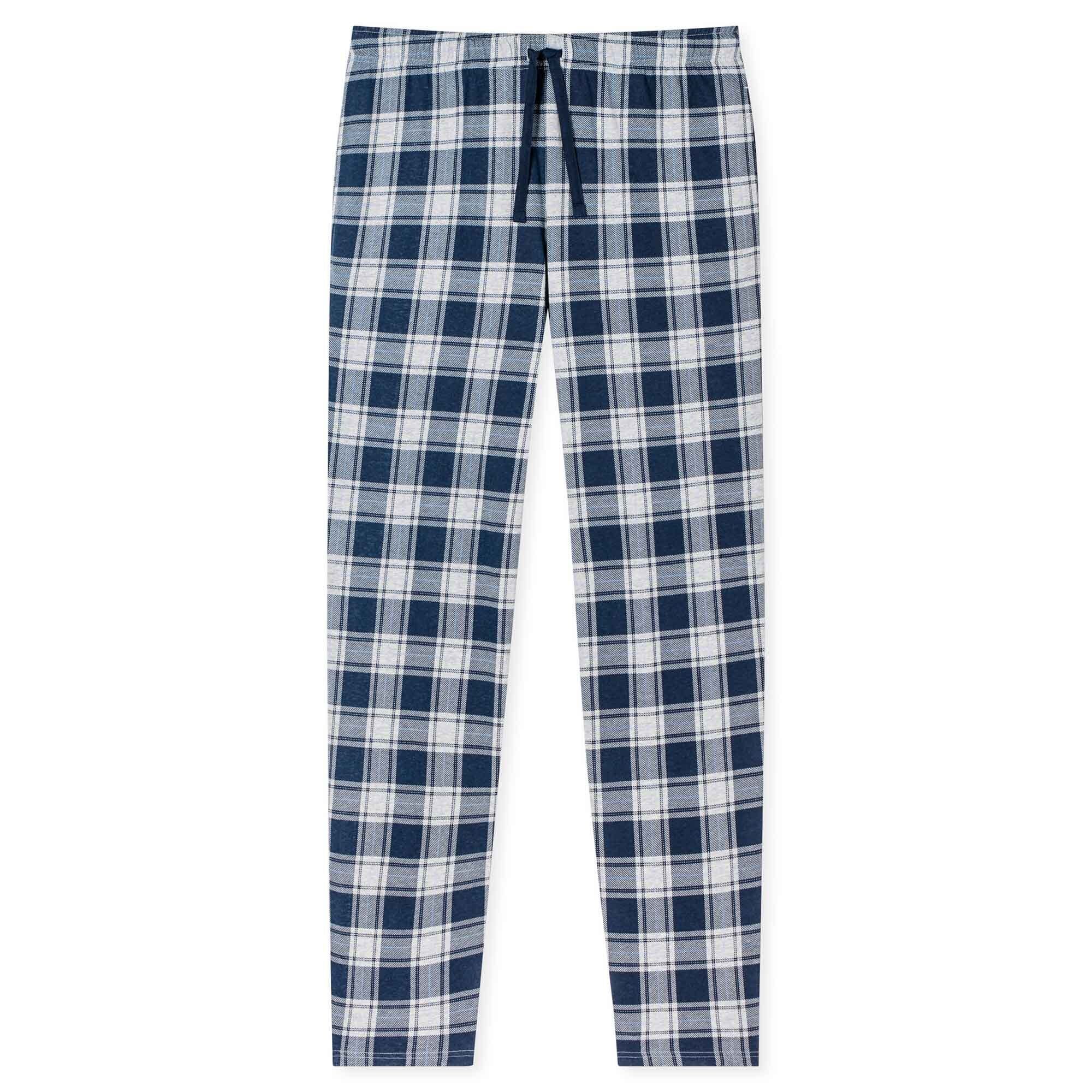Baumwolle, kariert - Herren Schiesser Pyjama Web-Hose nachtblau Loungehose,