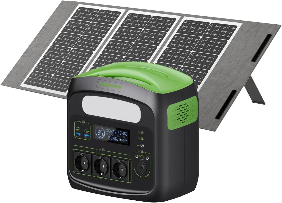 Rolipo Stromerzeuger Tragbare Powerstation, 483Wh Solargenerator 700W(1400W Spitze), 0,7 in kW, USV-Funktion Mobiler Stromspeicher für Camping, Wohnmobil & Reise