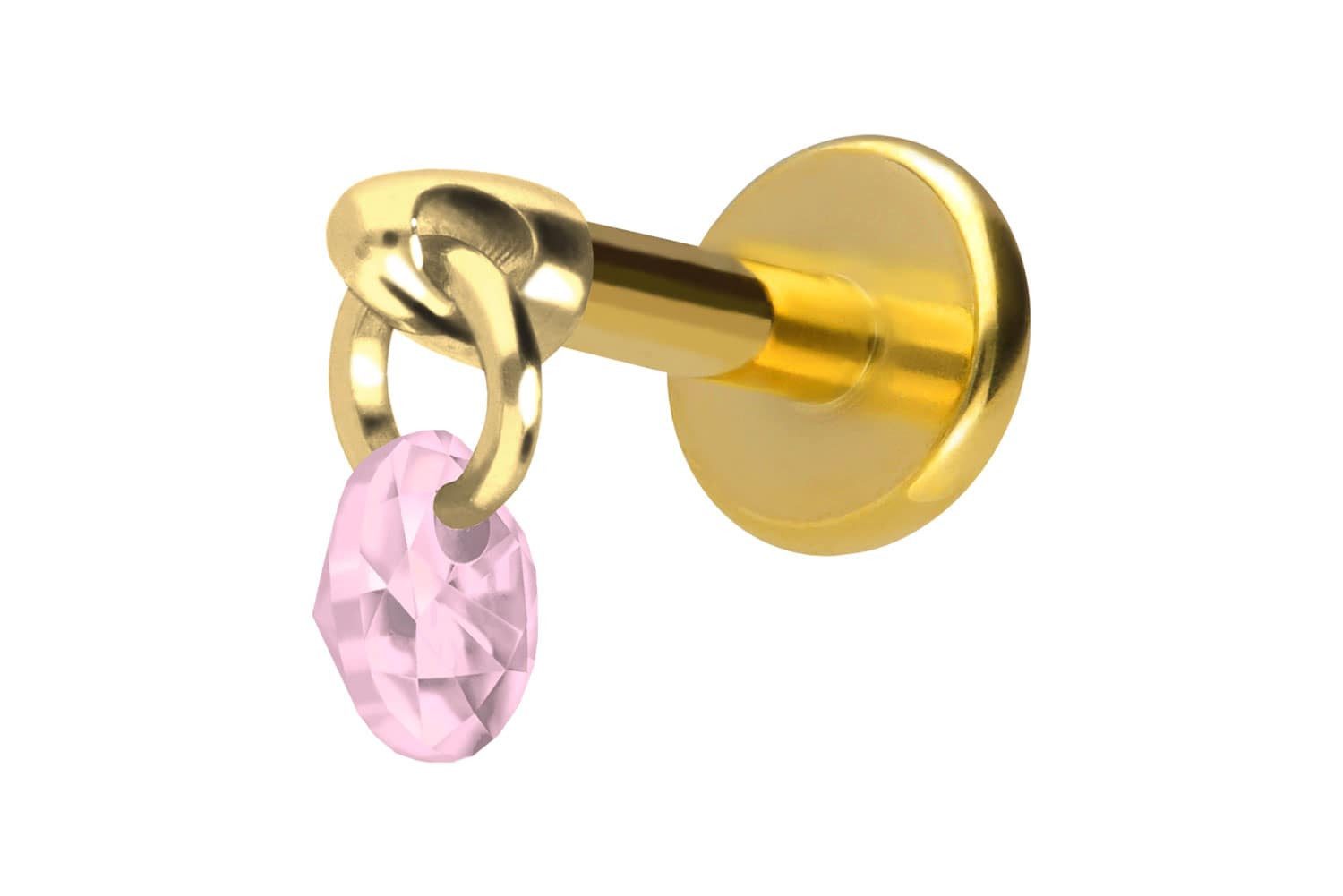 Piercing-Set Titan Labret mit Innengewinde RUNDER KRISTALL