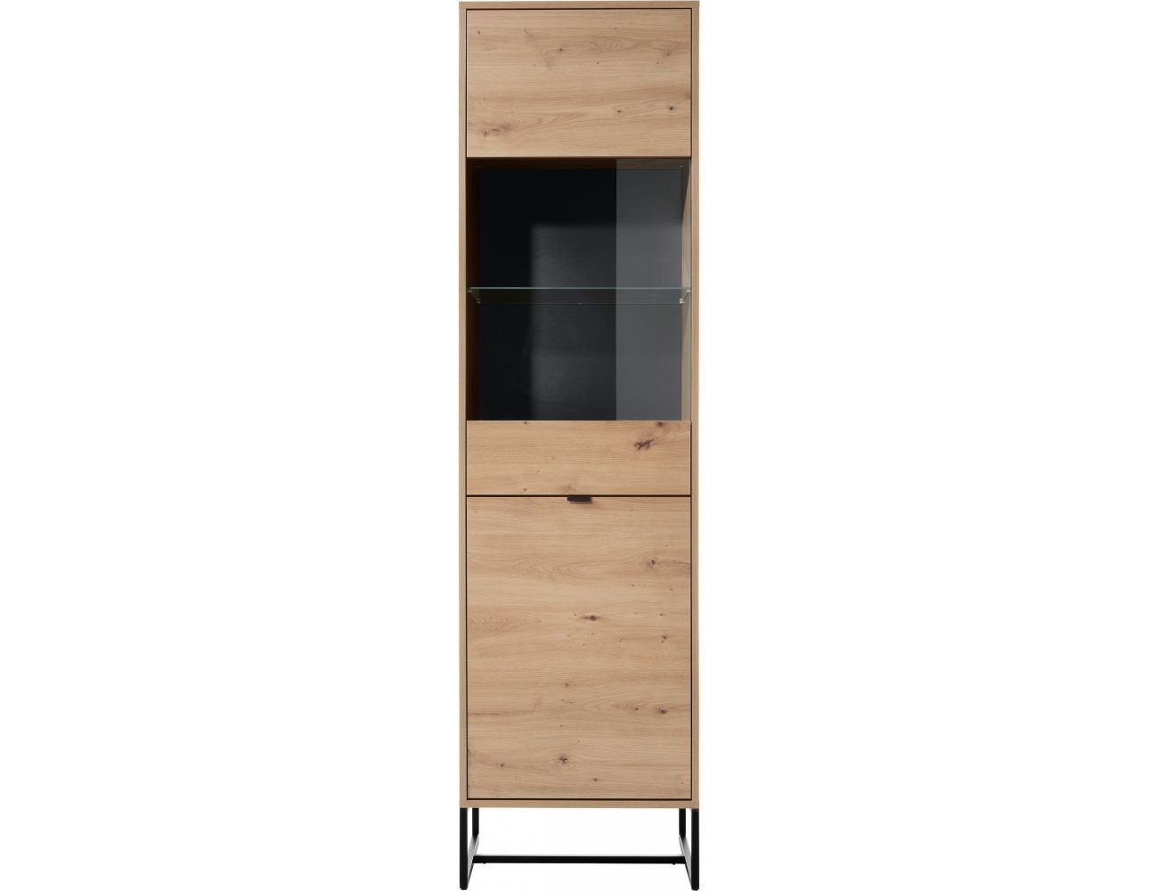 MOEBLO Vitrine KERI KWT53 (Gehärtetes Glas, Griffe und Füße aus Metall, Schrank für Wohnzimmer mit Türen Vitrinenschrank Glasvitrine) (BxHxT): 53x197x39 cm