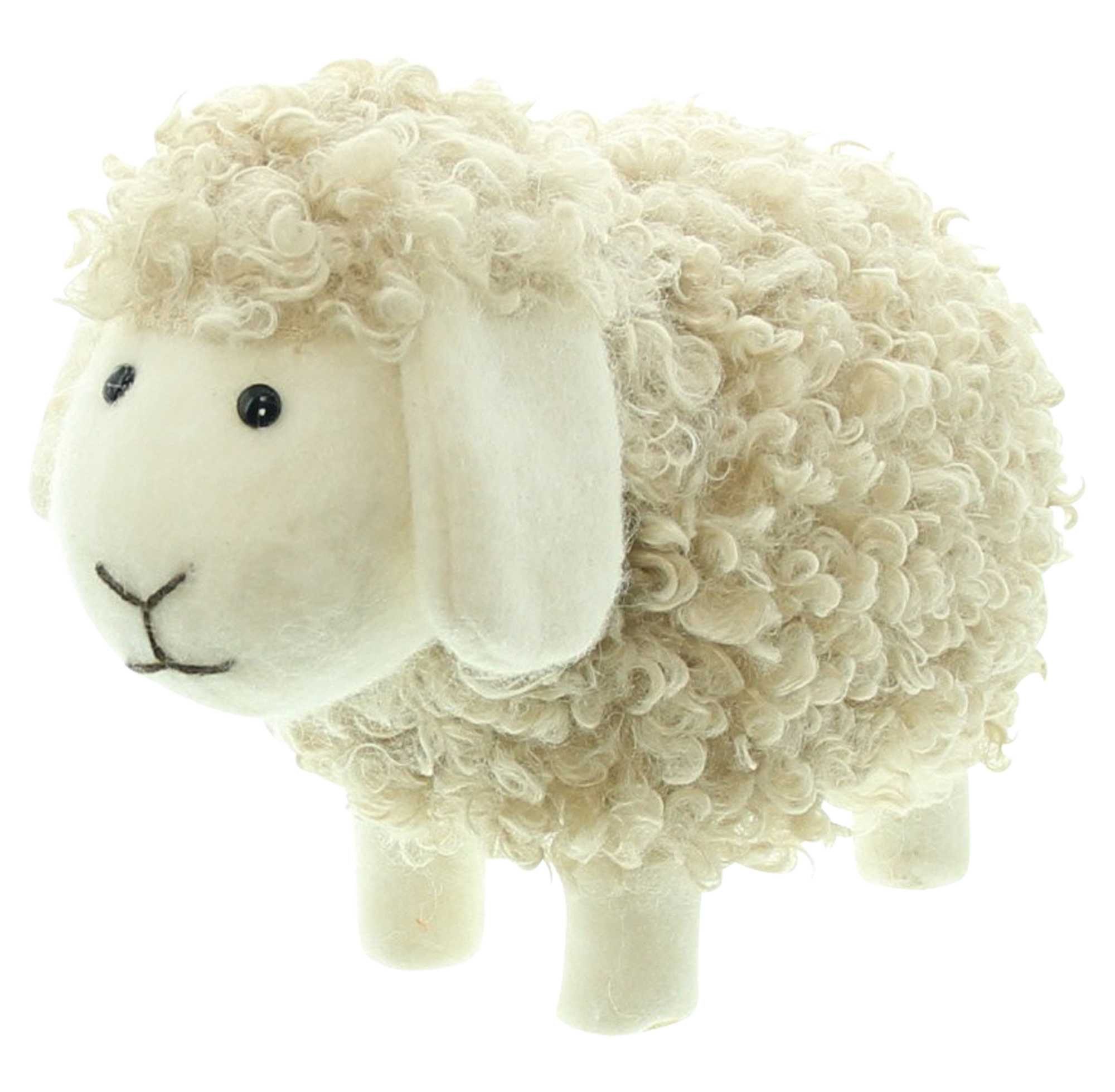 Dekoleidenschaft Dekofigur Schaf "Wolli" aus Filz & Textil beige, 26 cm, Schäfchen Osterdeko Lamm