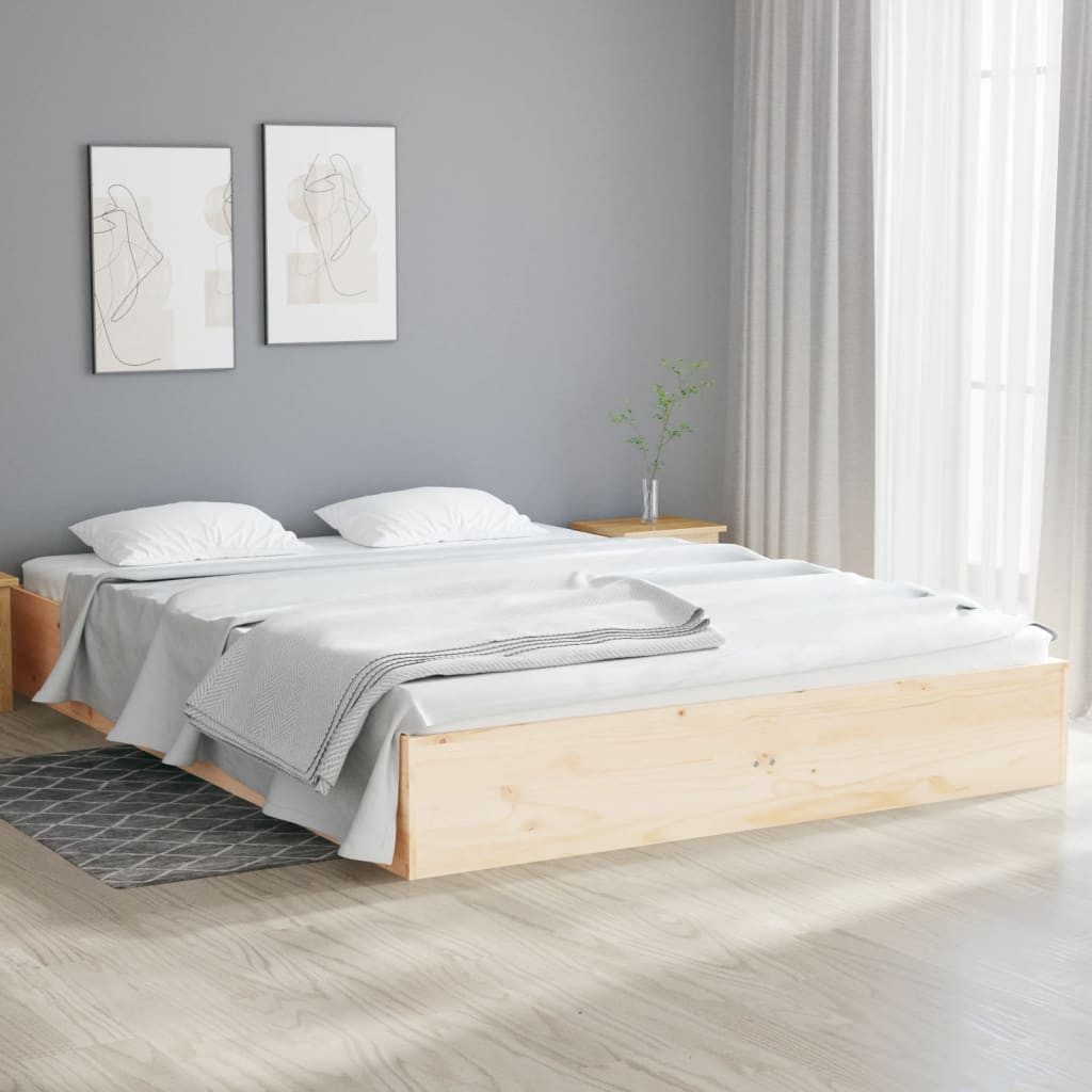 furnicato Bettgestell Massivholz Holzbett 193x122,5x23 cm in Naturfarbe für 120x190 cm (1-tlg), Stabiles Bettgestell aus Kiefernholz mit robusten Sperrholzlatten