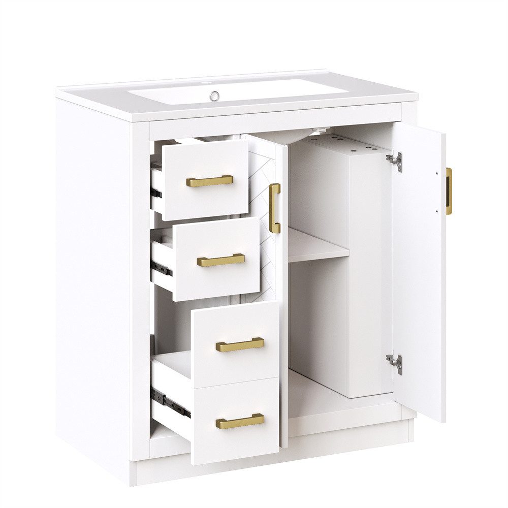 REDOM Waschbeckenunterschrank Moderner Freistehender (mit Keramikbecken, 1-St., 76.5*46.5*84.5cm)