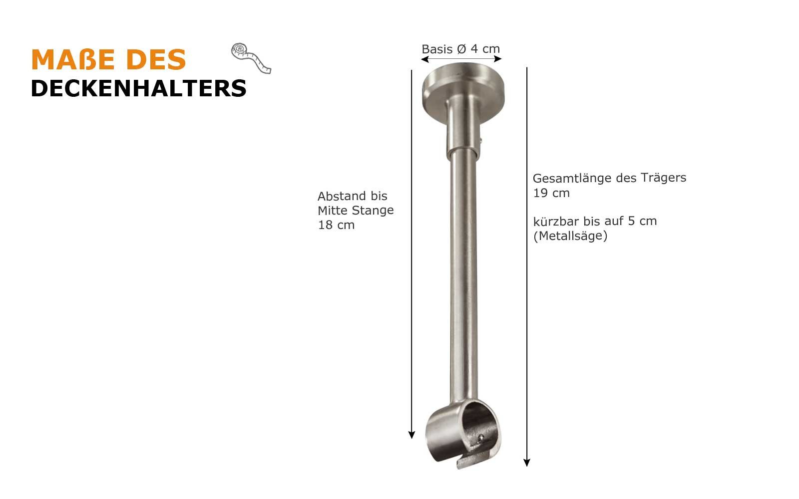 iso-design Gardinenstangenhalter Deckenträger für 20 mm günstig online kaufen