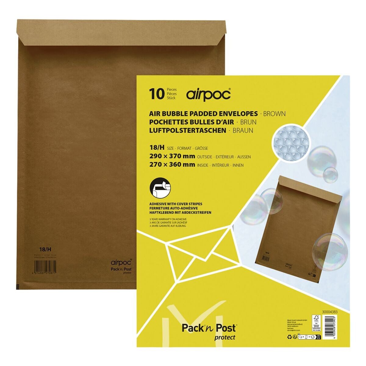 MAILMEDIA Versandtasche airpoc®, mit PE-Luftpolsterung, 29,2x37 cm, ohne Fenster, Haftklebung