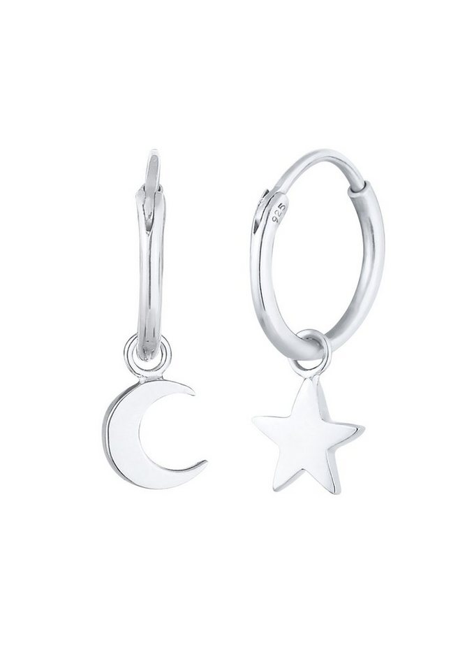 Elli Paar Creolen Creolen Sterne Mond Trend 925 Silber, Sterne, Halbmond,  Astro