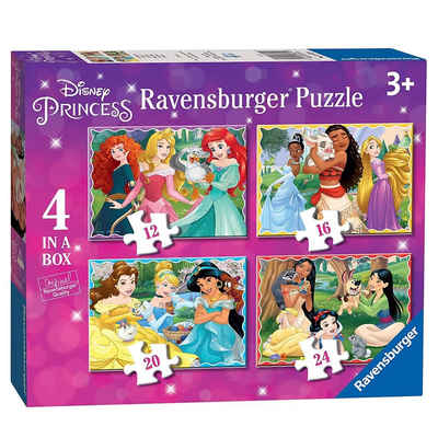 Disney Puzzle 4 in 1 Puzzle Box Disney Princess Ravensburger Kinder Puzzle, 24 Puzzleteile