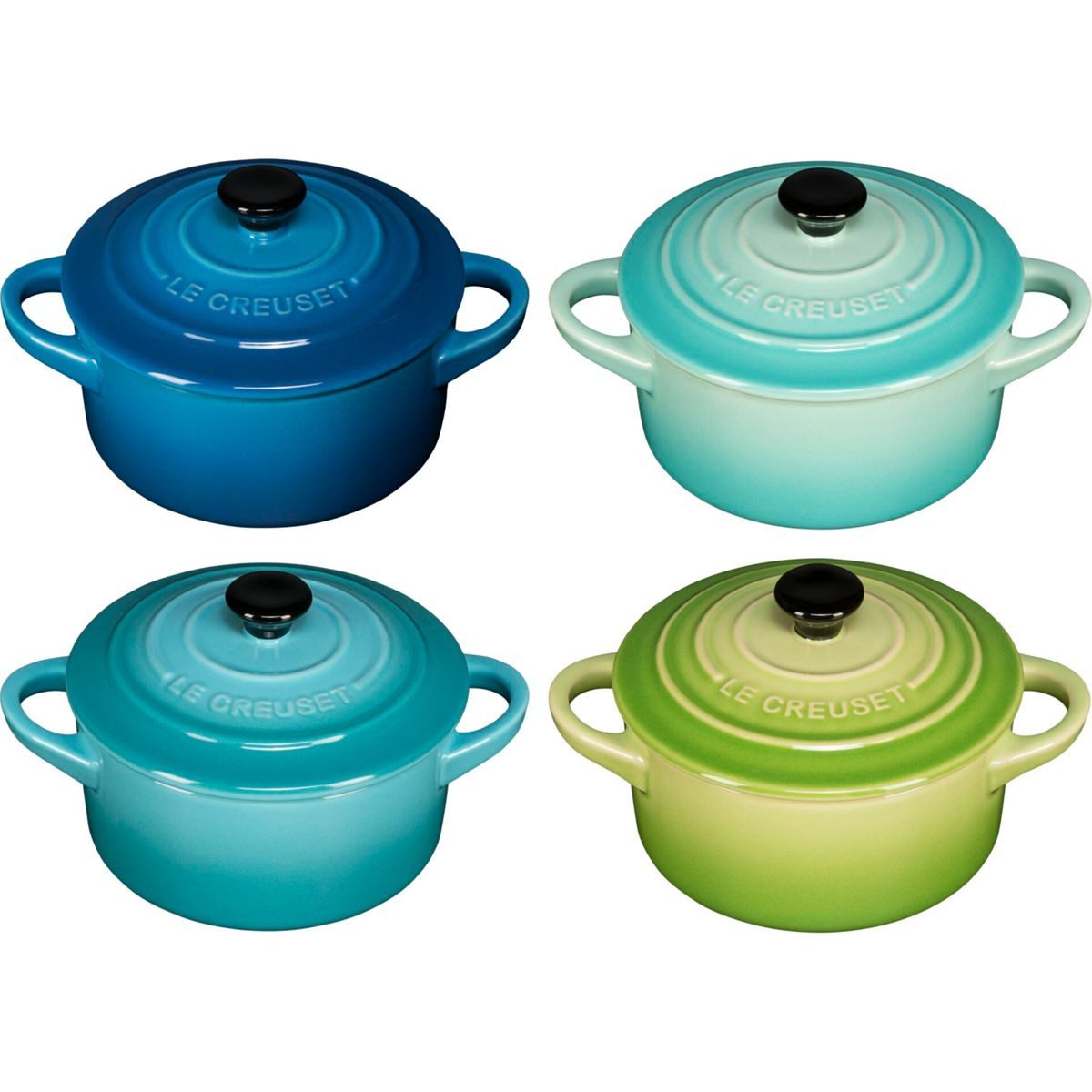 LE CREUSET Kochtopf 4x1 Mini Braeterset m.Deckel 10x5cm, Meeresbrise