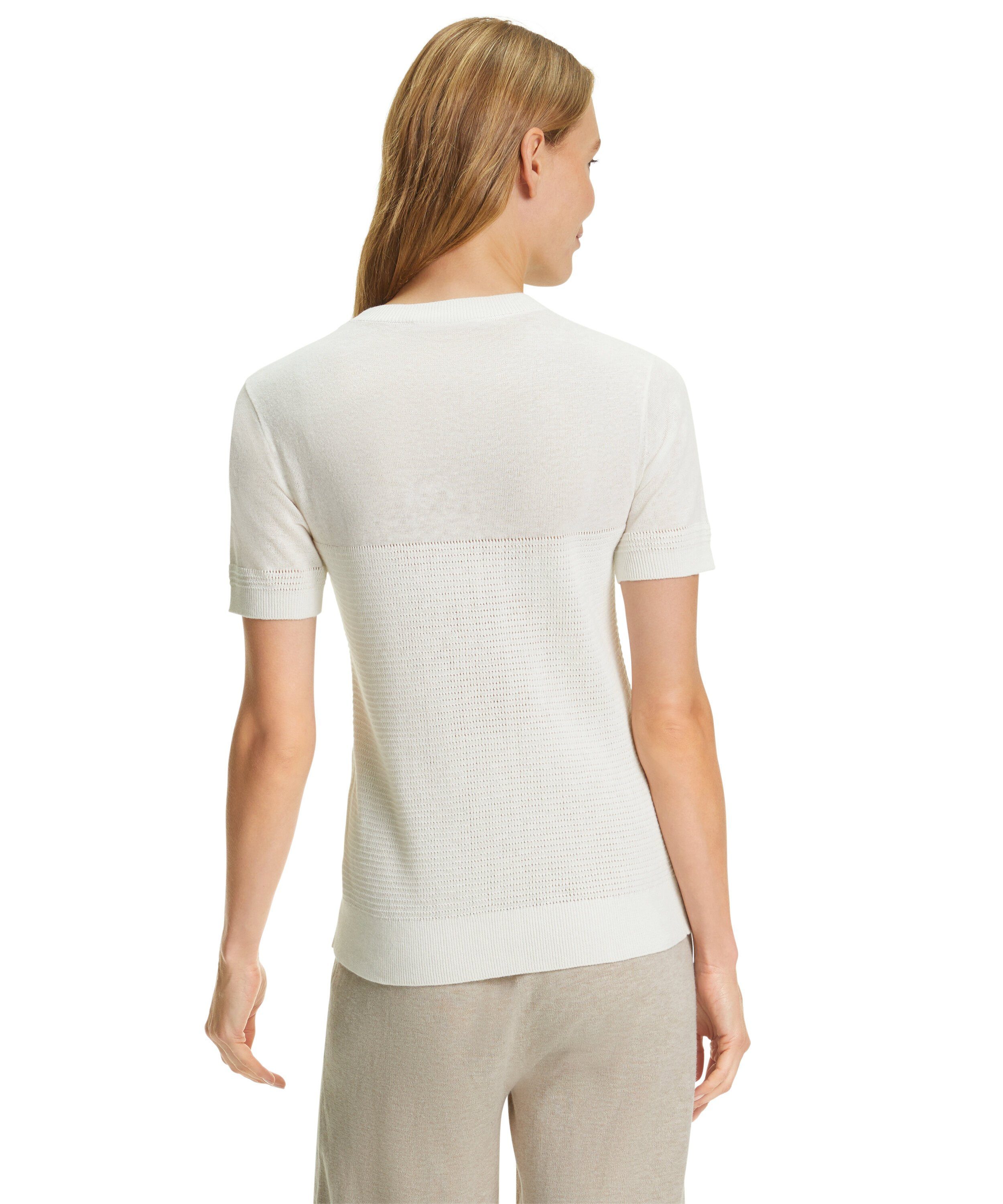 FALKE T-Shirt (1-tlg) mit modischen off-white (2040) Strickmustereinsätzen
