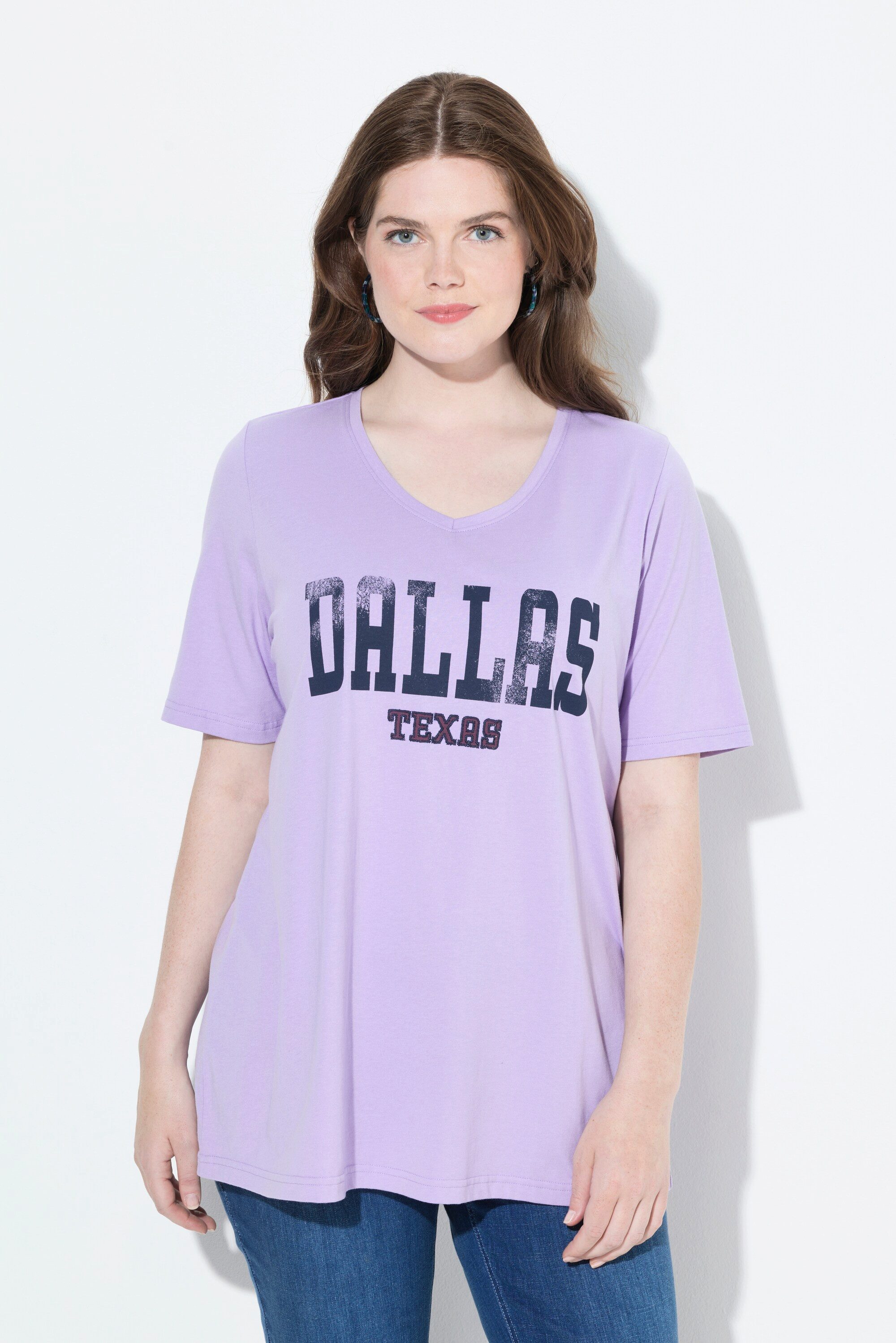 Ulla Popken T-Shirt T-Shirt Schriftdruck A-Linie günstig online kaufen
