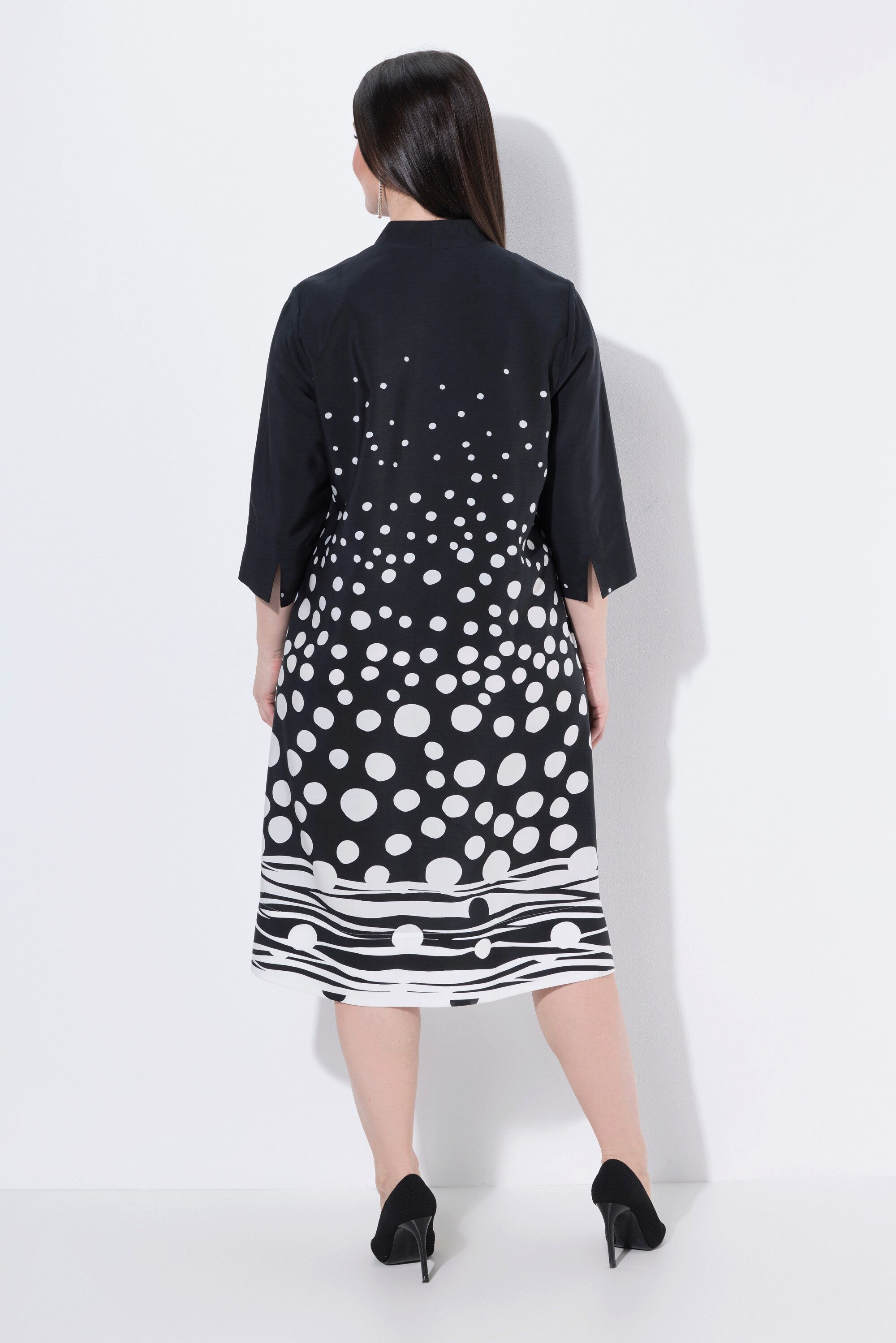 Ulla Popken Midikleid Midikleid Punkte Lyocell Kelchkragen 3/4-Arm