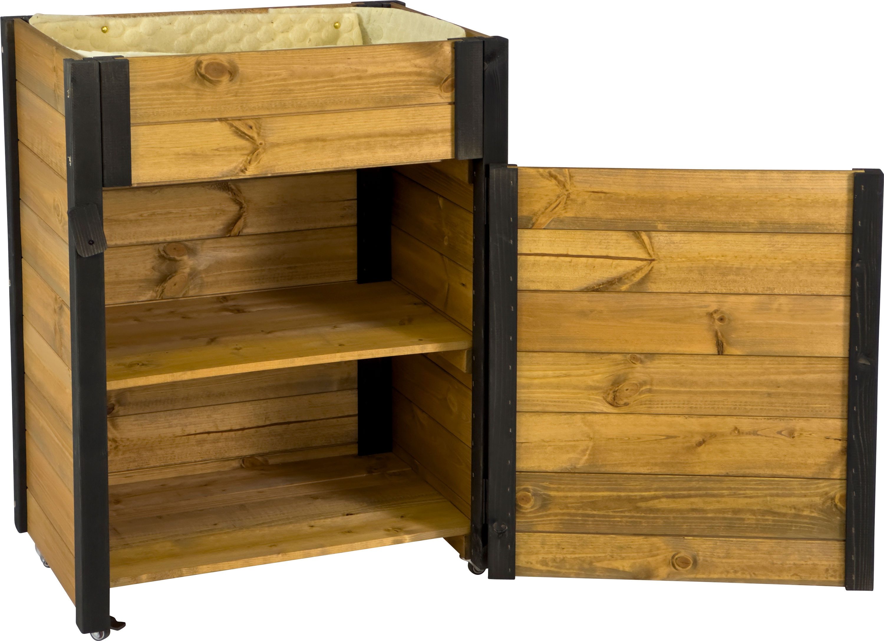 dobar green label Hochbeet rollbar, mit Staufach, inkl. Schafswolle, Gr. L, Maße: ca. 60 x 40 x 80 cm bei einem Gewicht von ca. 15,40 kg