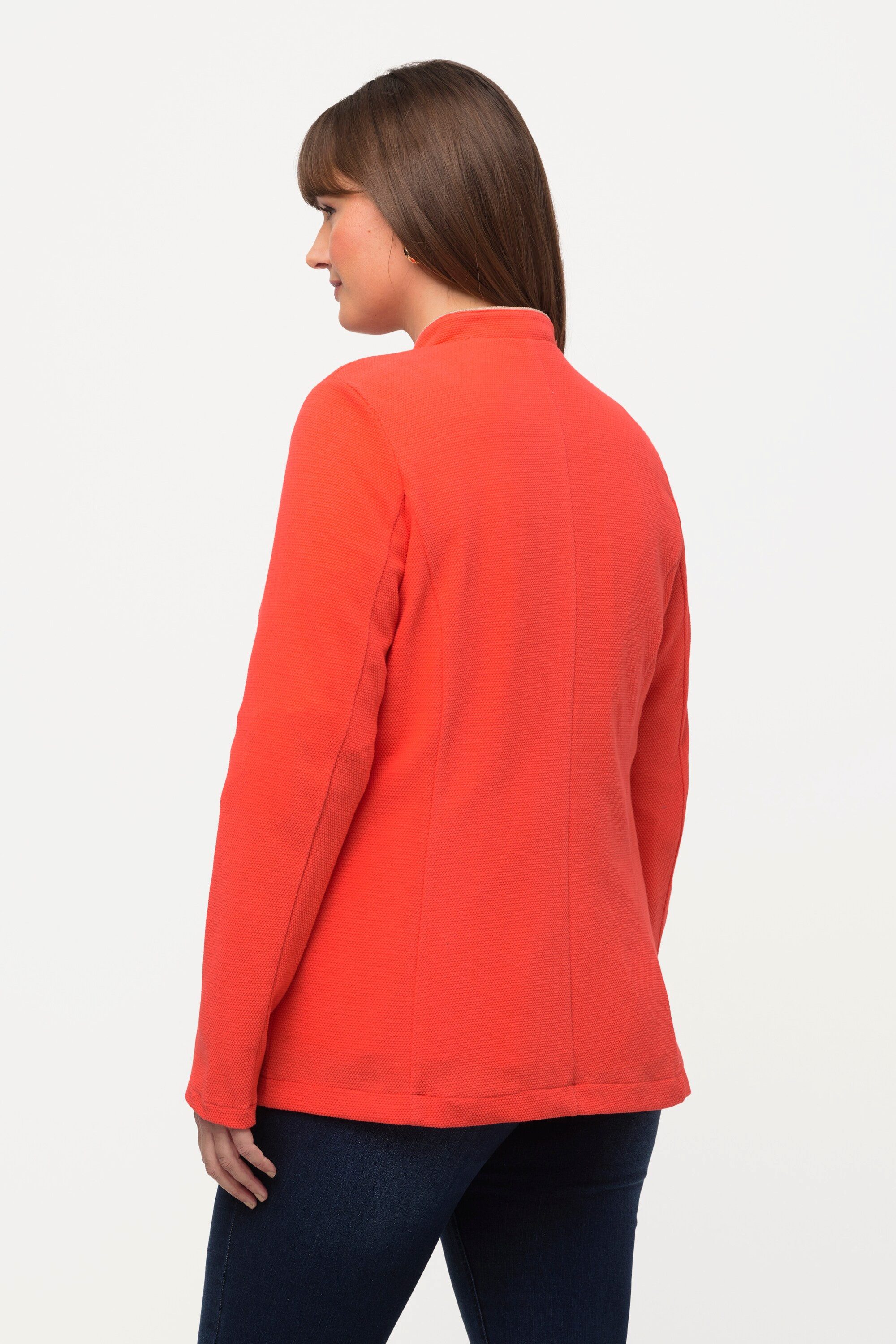 Ulla Popken Blusenblazer Sweat-Janker Struktur Stehkragen Schmuckknöpfe