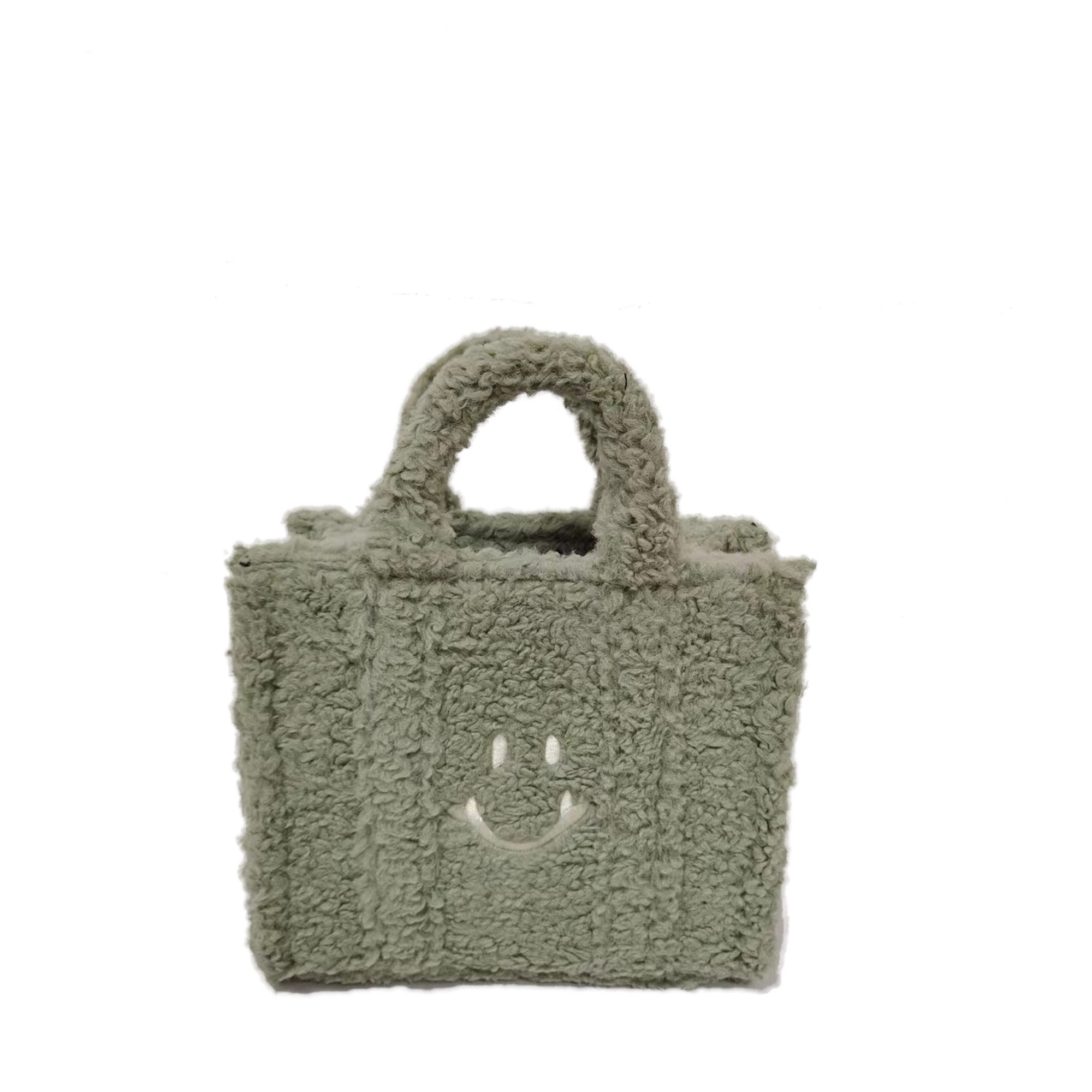 Handtasche plüschige Tote Bag mit Smileyprint