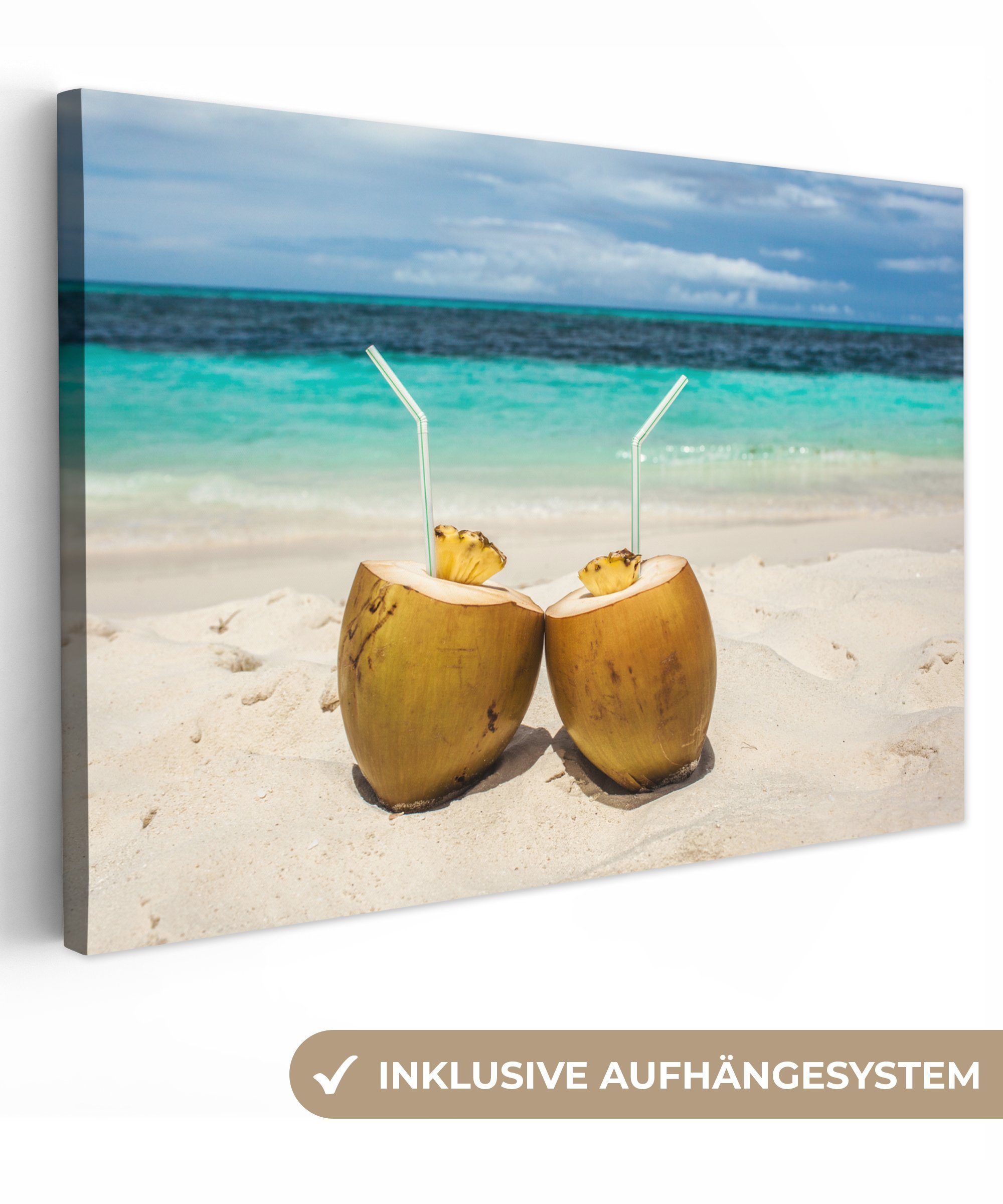 OneMillionCanvasses® Leinwandbild Kokosnüsse Karibik Strand, Fotodruck günstig online kaufen