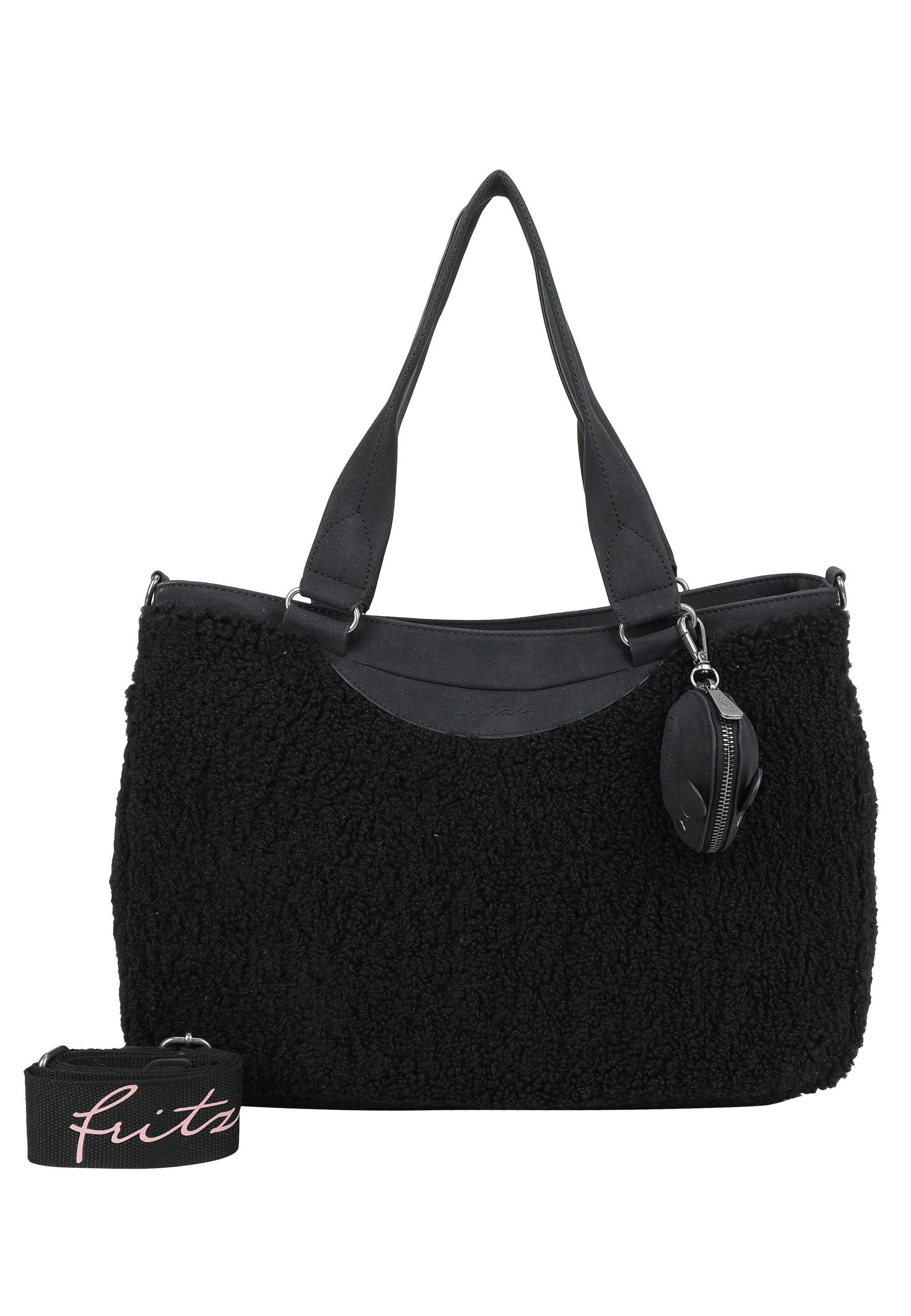 Fritzi aus Preußen Henkeltasche Teddy Black, aus kuscheligem, veganem Teddy-Material