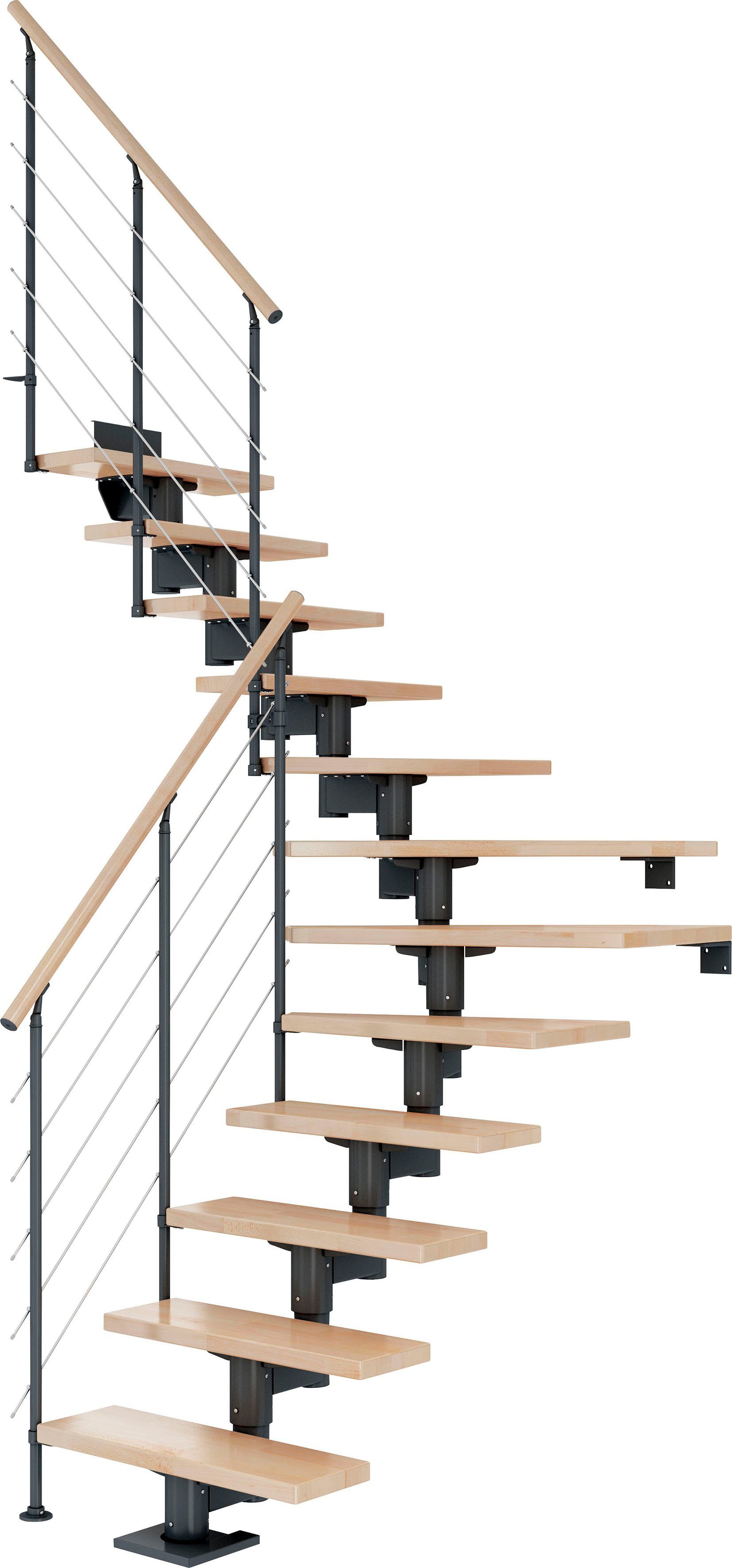 Dolle Mittelholmtreppe Cork, für Geschosshöhen bis 337 cm, Stufen offen