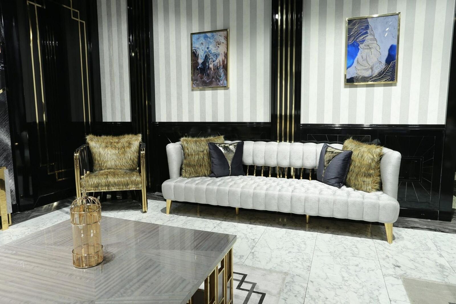 in Luxus 3 Sitzer/2x Sessel Made Design Wohnzimmer-Set Europa Sessel), Möbel, Sofagarnitur Sofa 3 Sitzer 2x Elegante Sofa (3-St., JVmoebel
